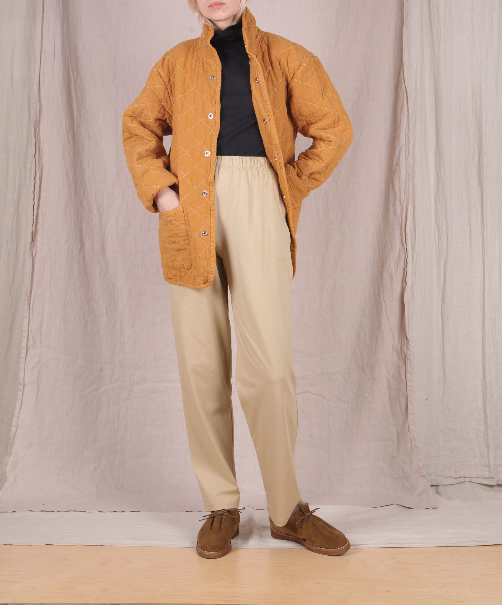 Utility Canvas-Quilted Snap Jacket // Honey