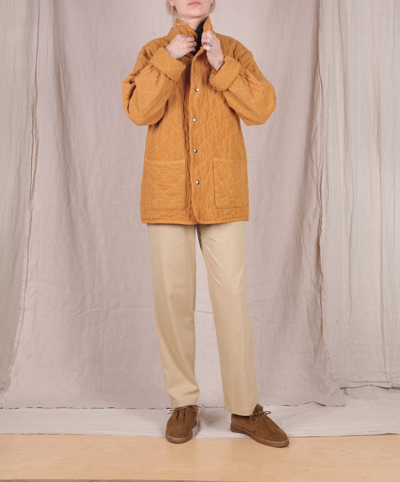 Utility Canvas-Quilted Snap Jacket // Honey