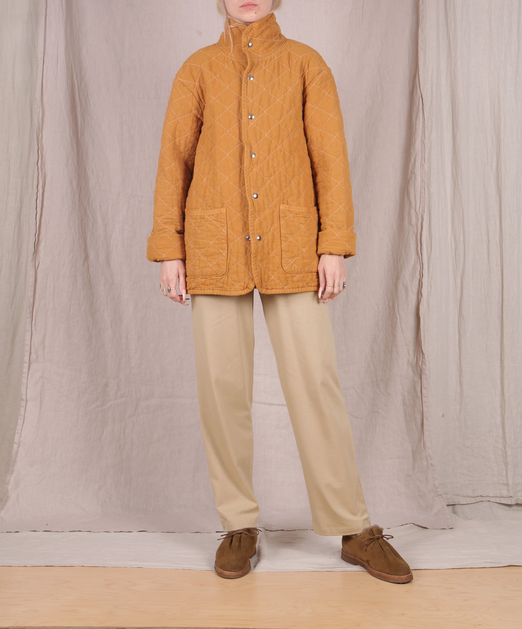 Utility Canvas-Quilted Snap Jacket // Honey