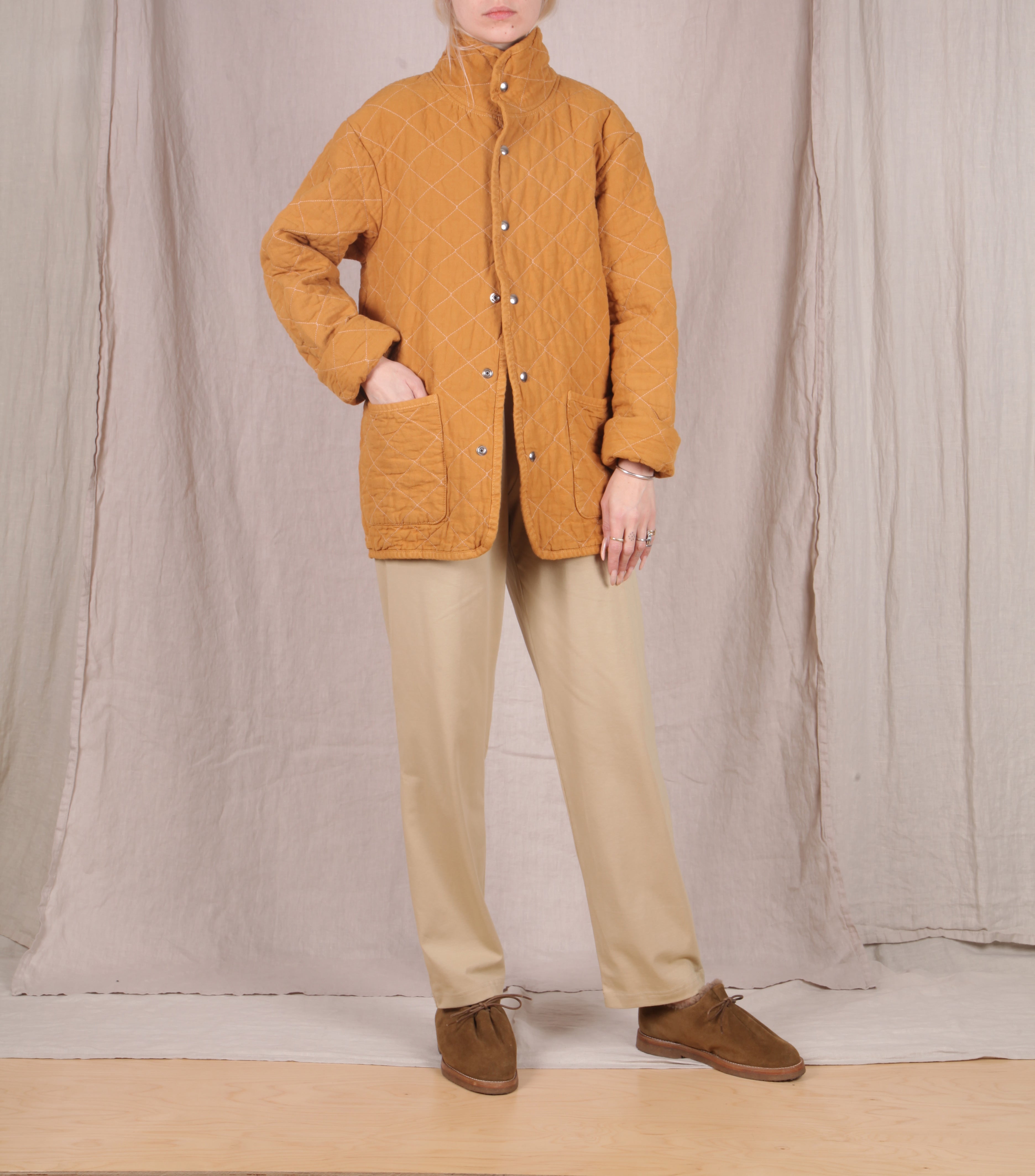 Utility Canvas-Quilted Snap Jacket // Honey