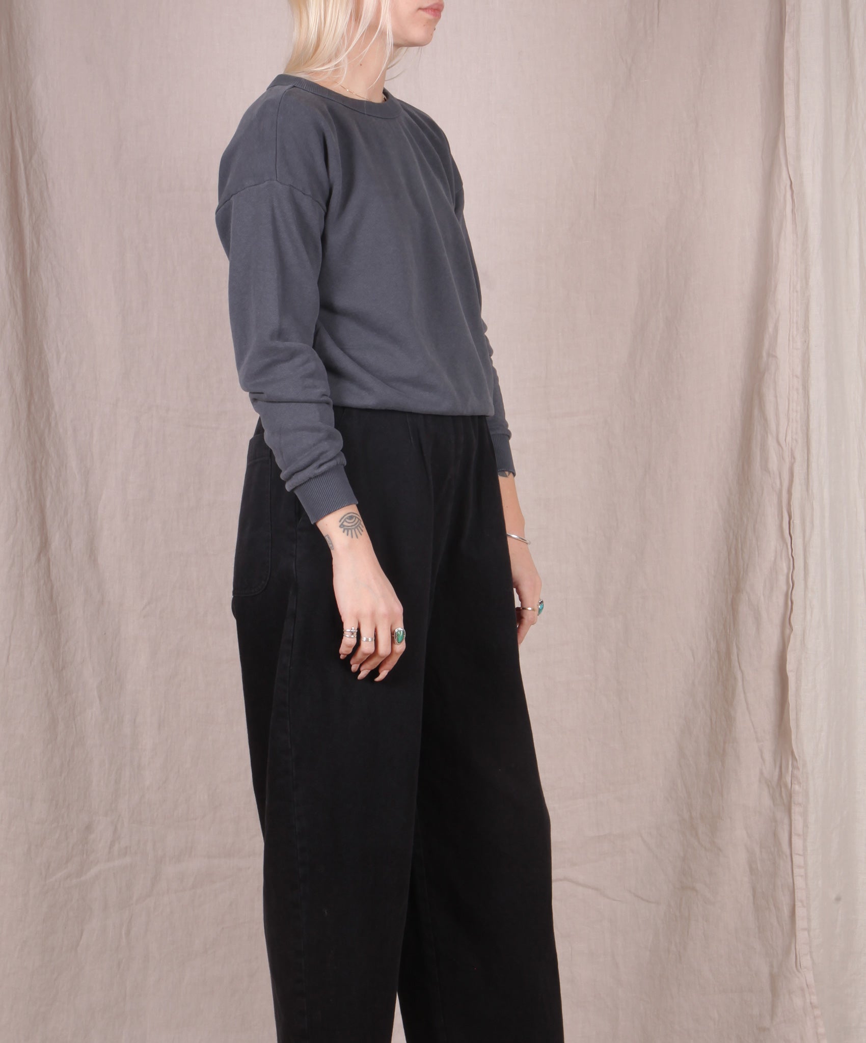 Jungmaven-Crux Cropped Sweatshirt // Diesel Gray