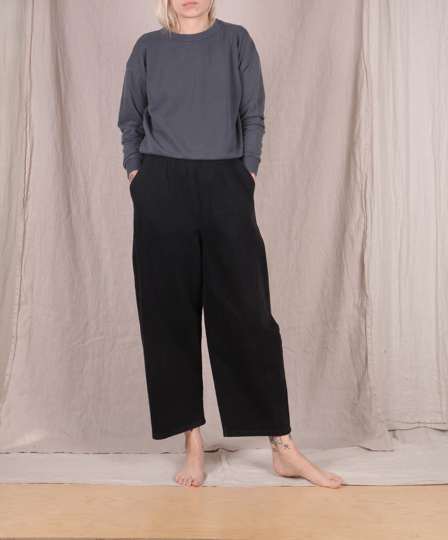 Jungmaven-Crux Cropped Sweatshirt // Diesel Gray