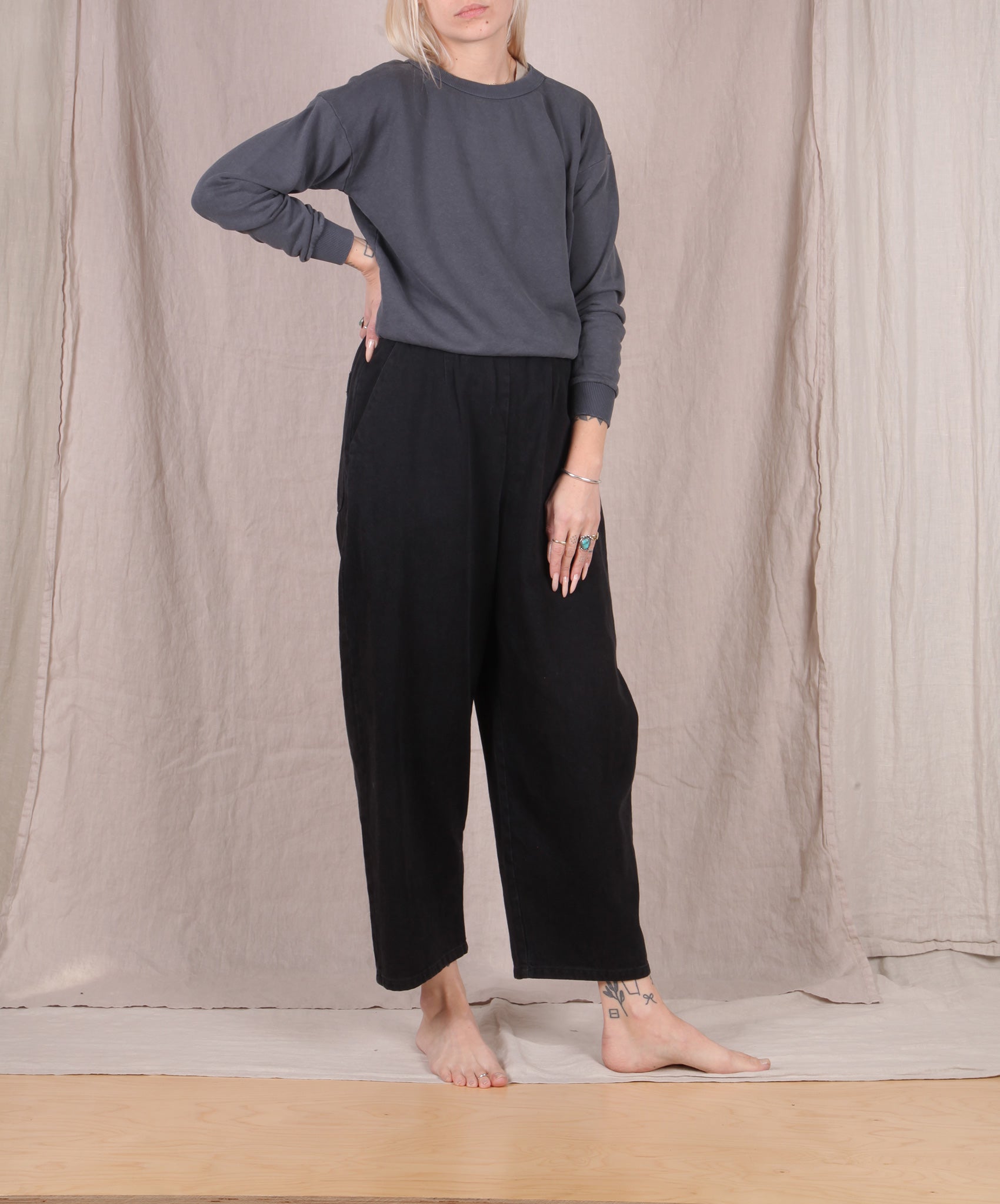 Jungmaven-Crux Cropped Sweatshirt // Diesel Gray