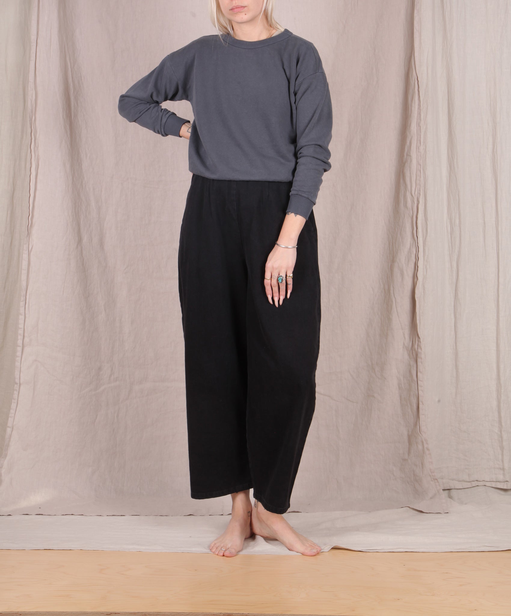 Jungmaven-Crux Cropped Sweatshirt // Diesel Gray