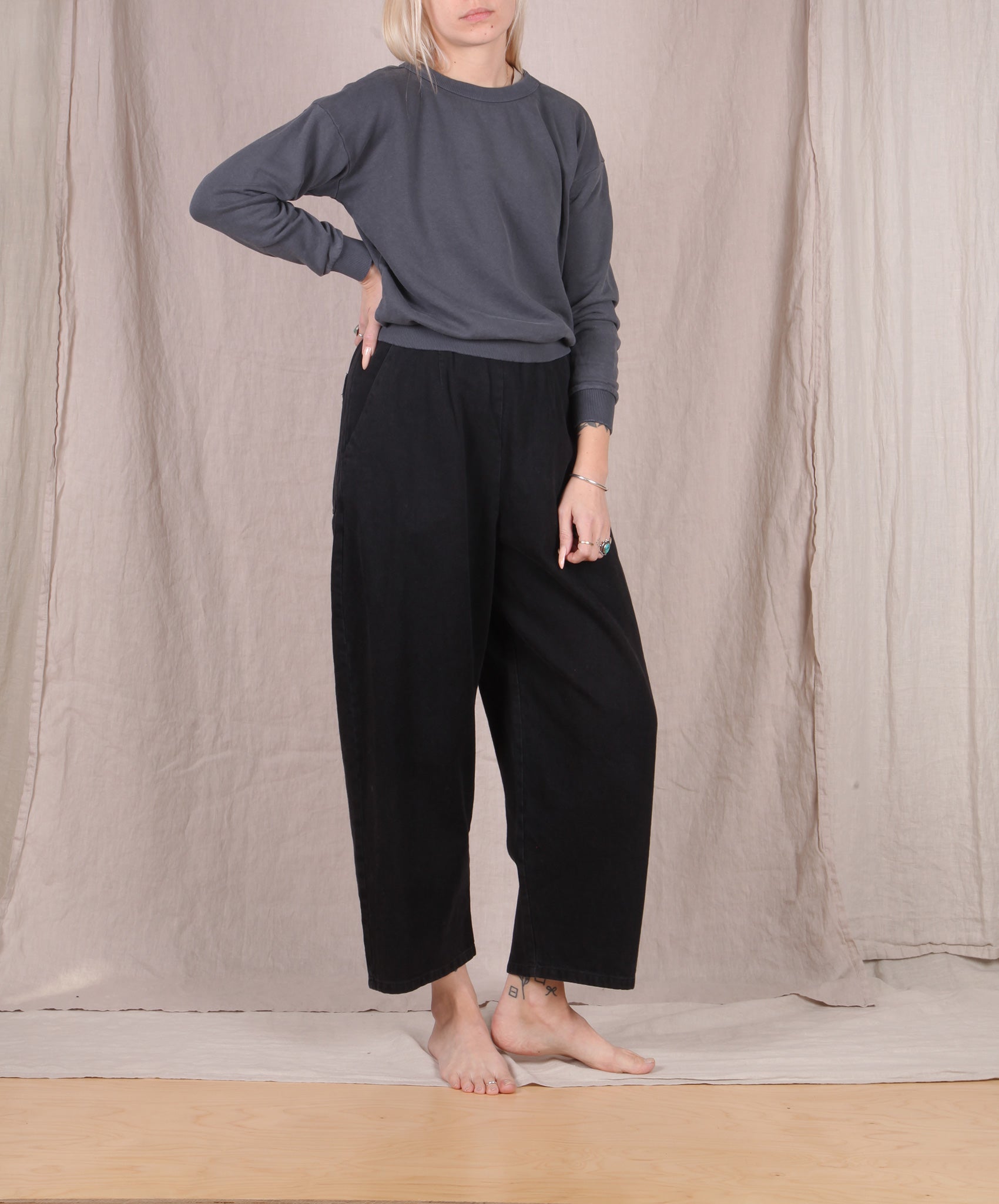 Jungmaven-Crux Cropped Sweatshirt // Diesel Gray