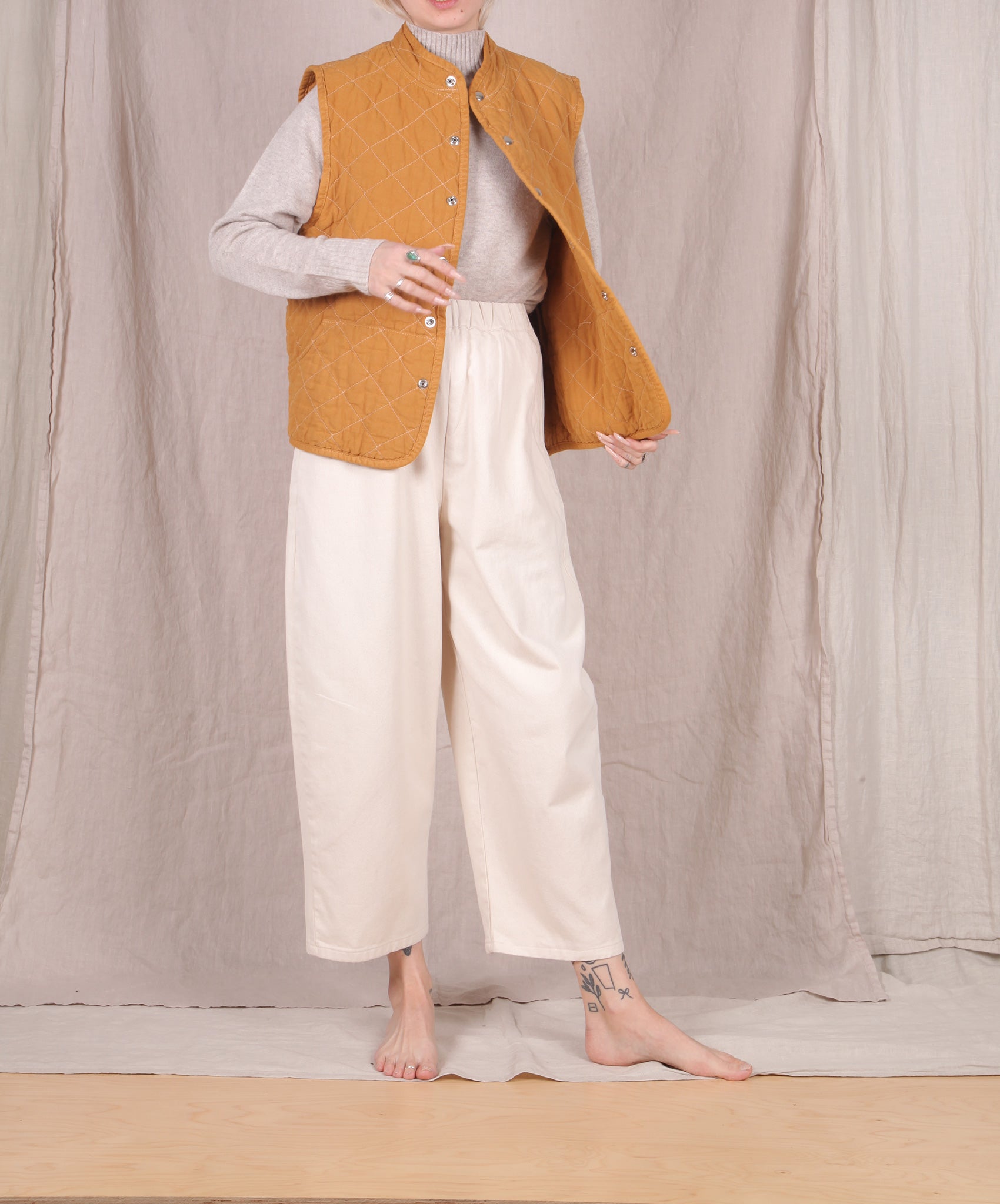 Utility Canvas-Quilted Snap Vest // Honey