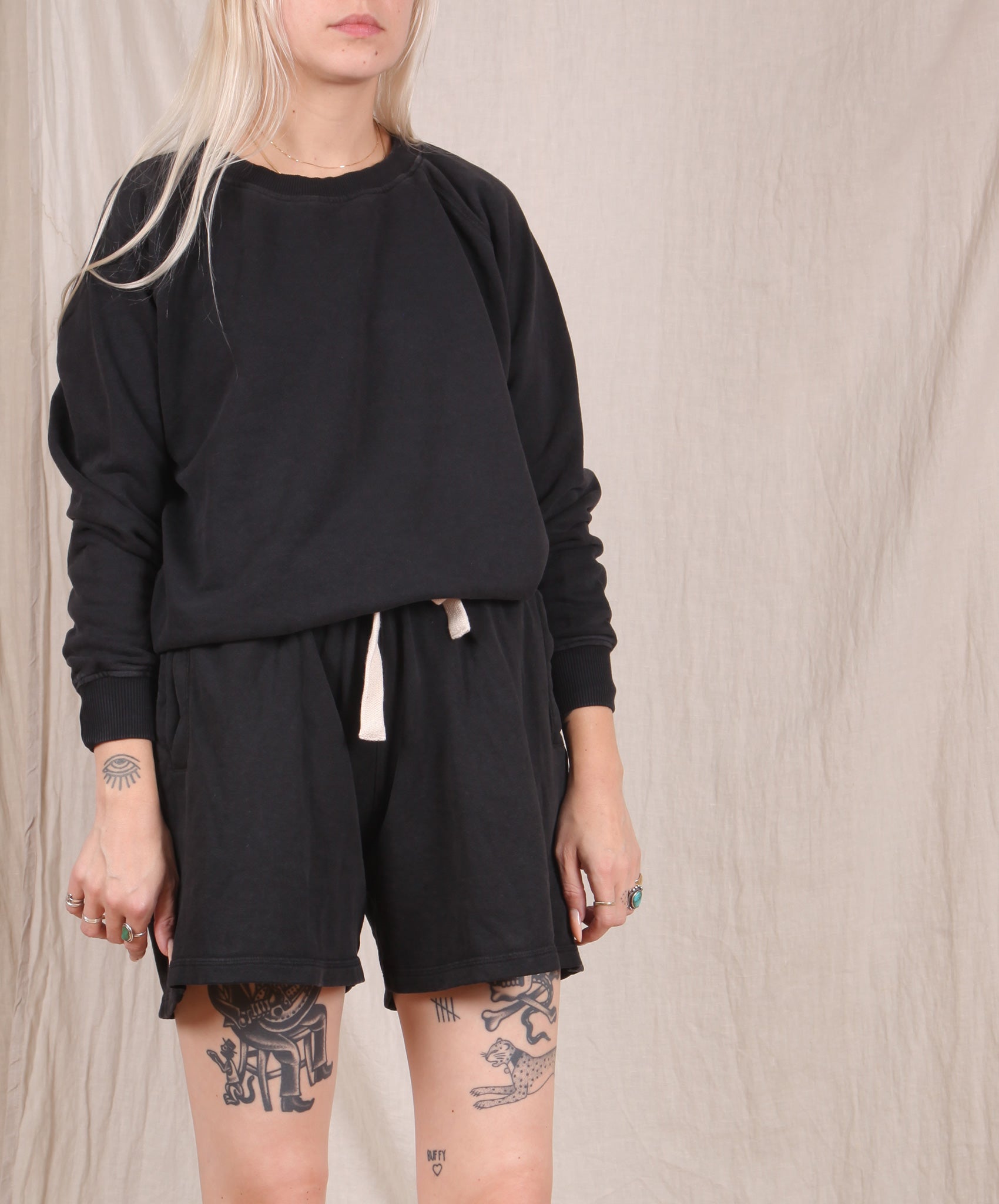 Jungmaven-Bonfire Raglan Sweatshirt // Black