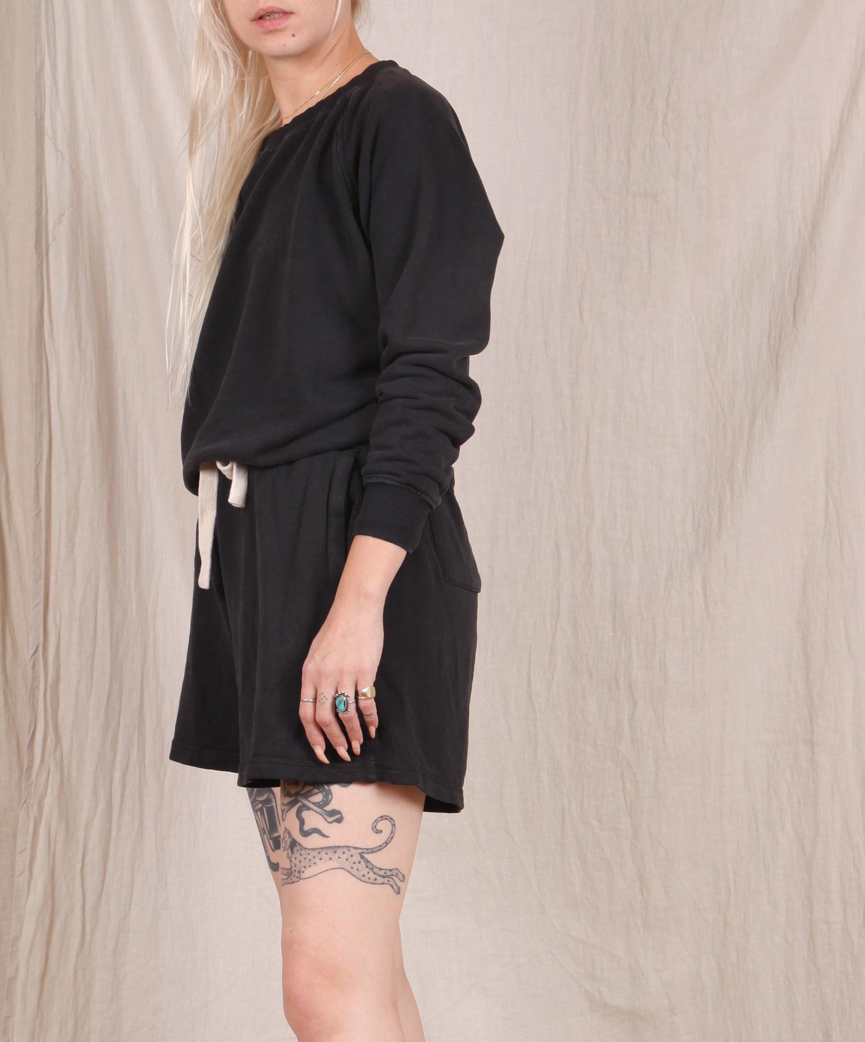 Jungmaven-Bonfire Raglan Sweatshirt // Black