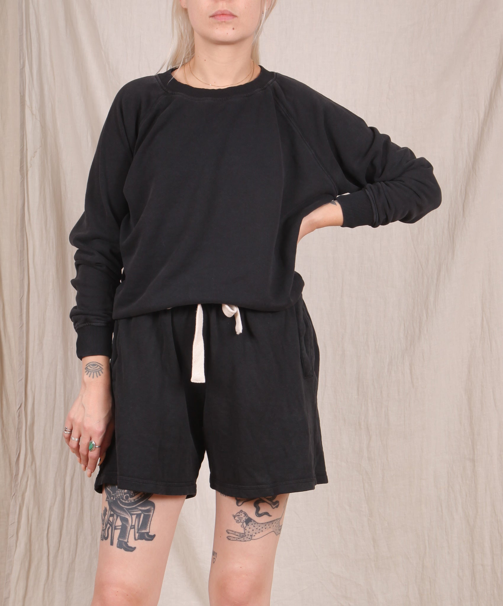 Jungmaven-Bonfire Raglan Sweatshirt // Black