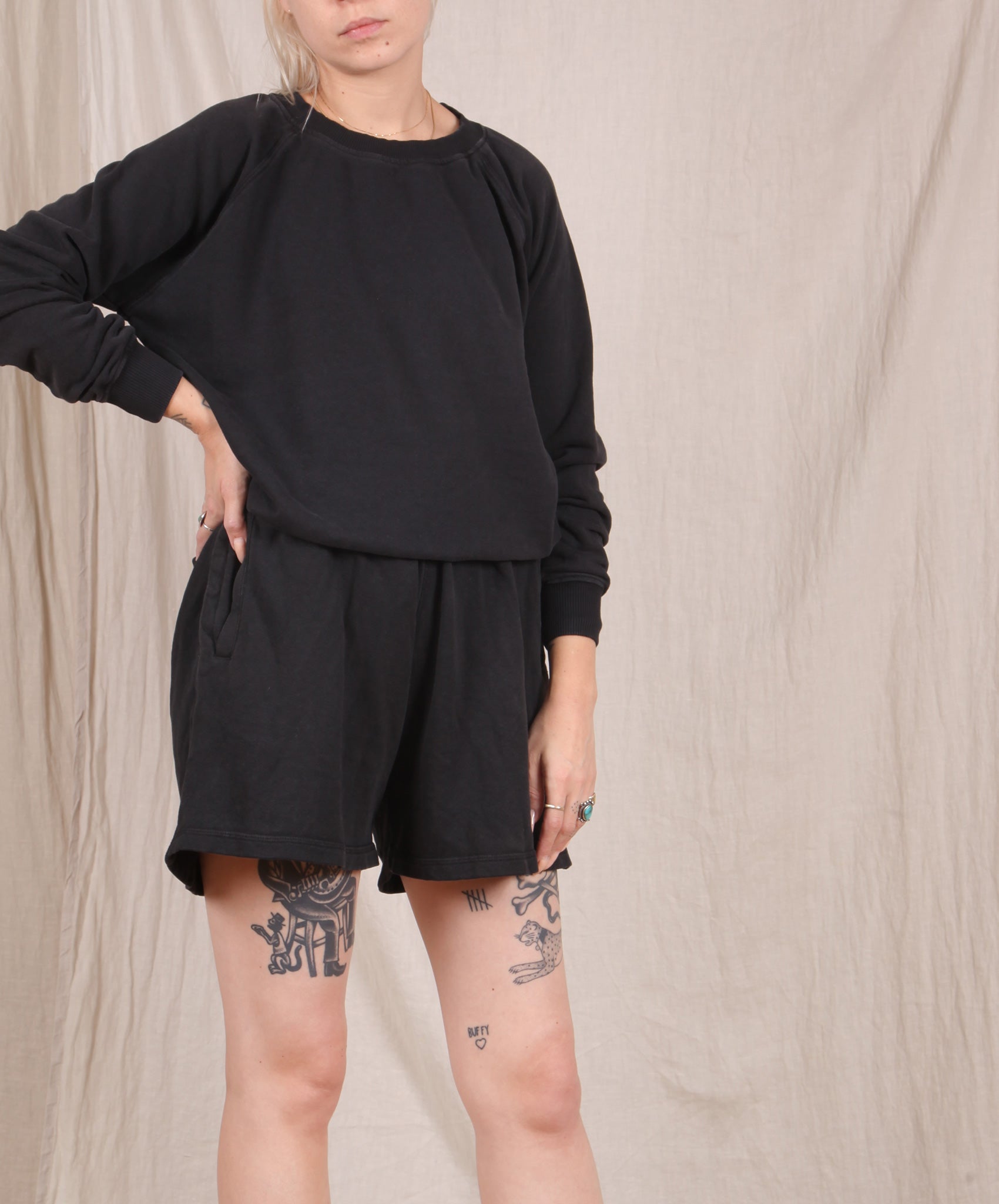 Jungmaven-Bonfire Raglan Sweatshirt // Black