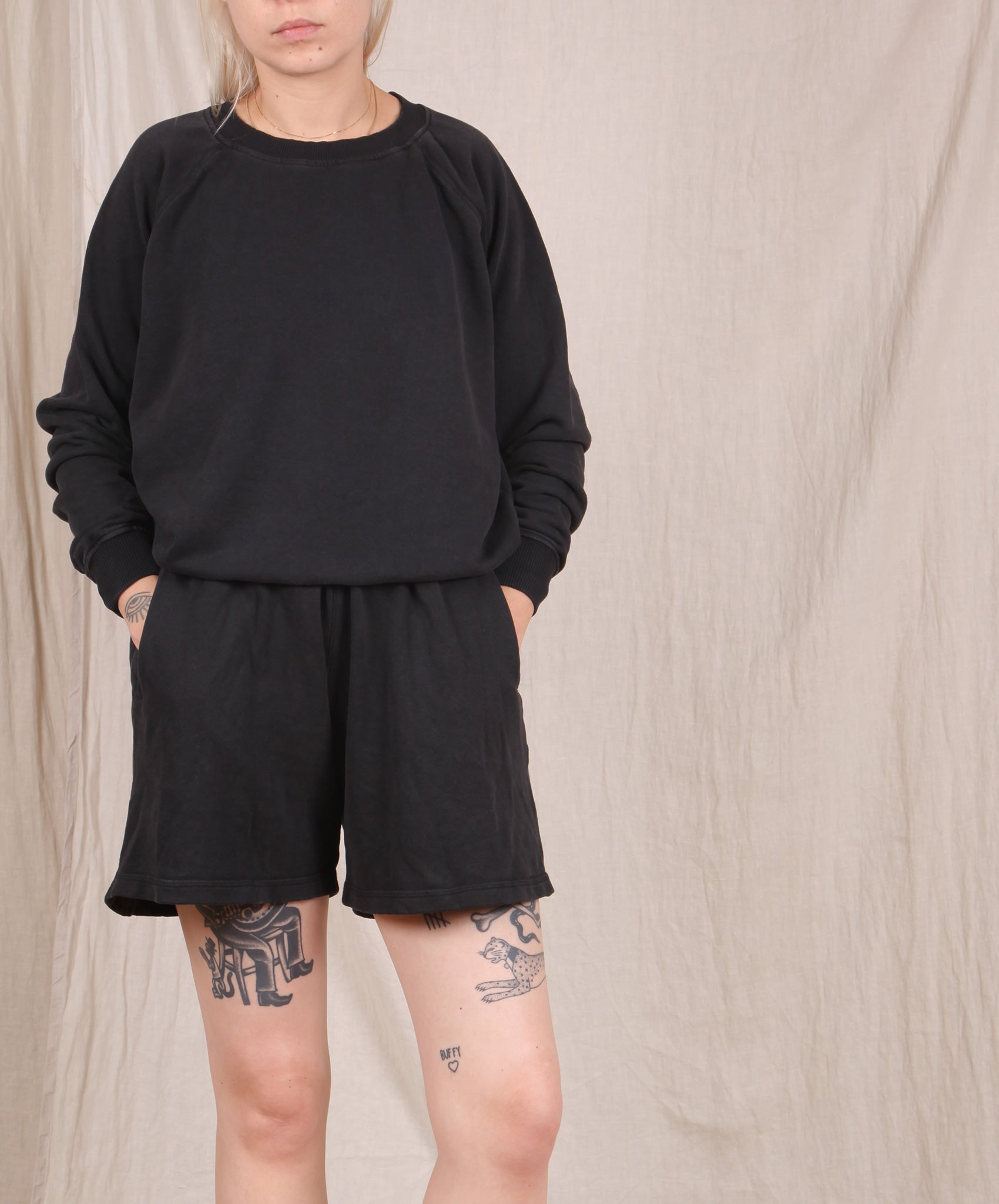 Jungmaven-Bonfire Raglan Sweatshirt // Black