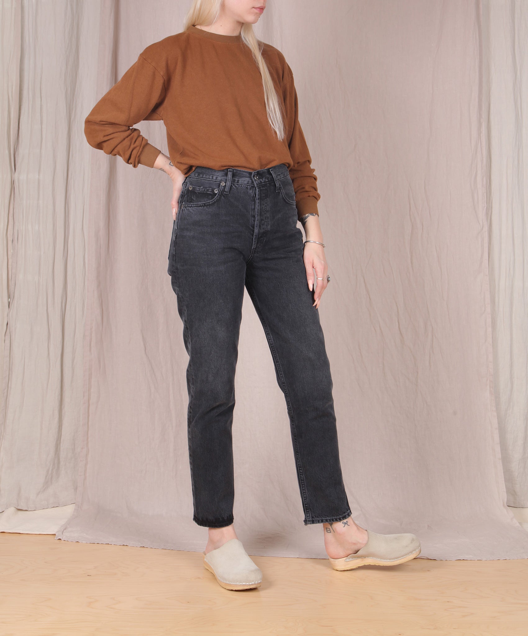 Jungmaven-Cropped Long Sleeve Tee // Copper