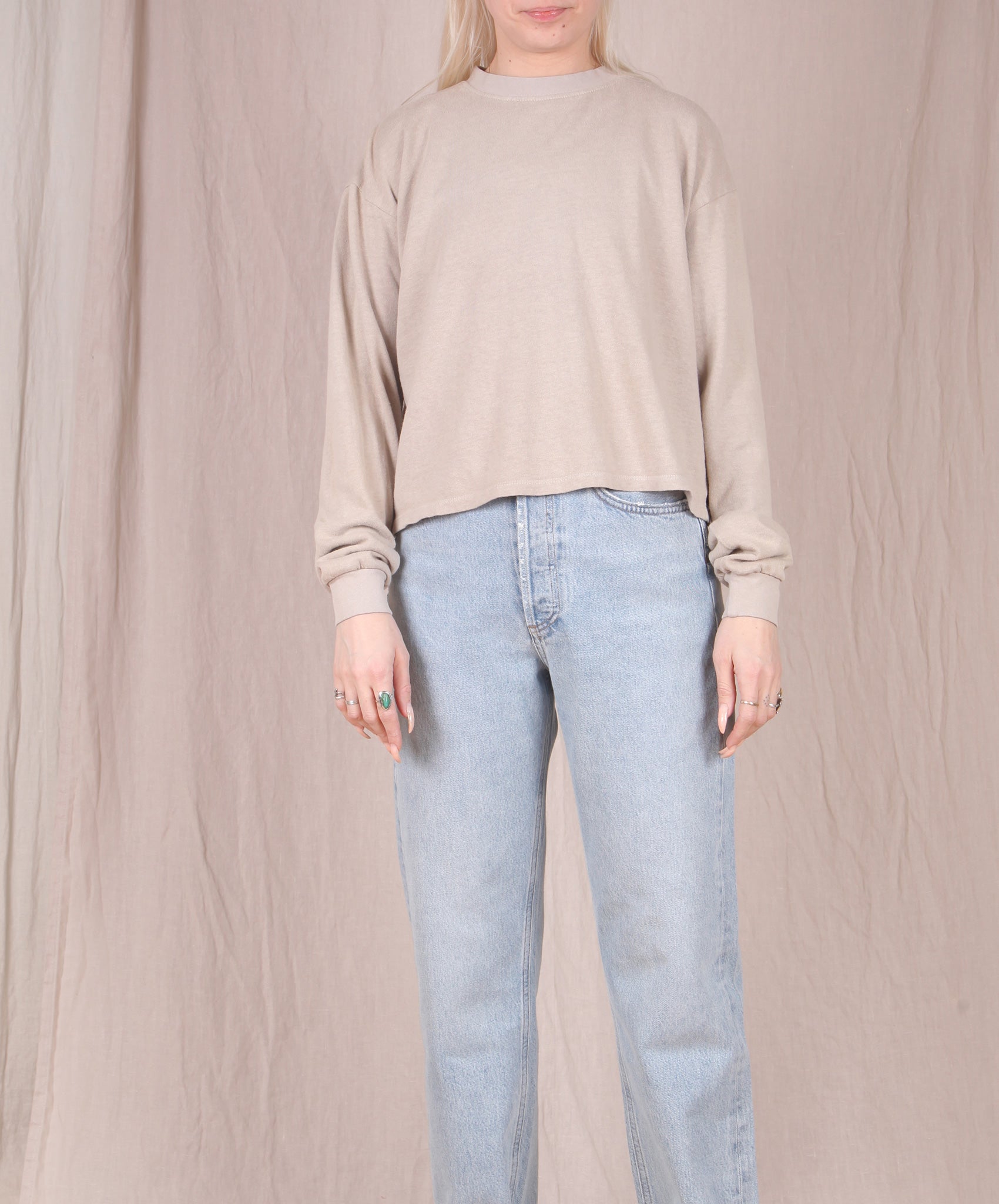 Jungmaven-Cropped Long Sleeve Tee // Canvas