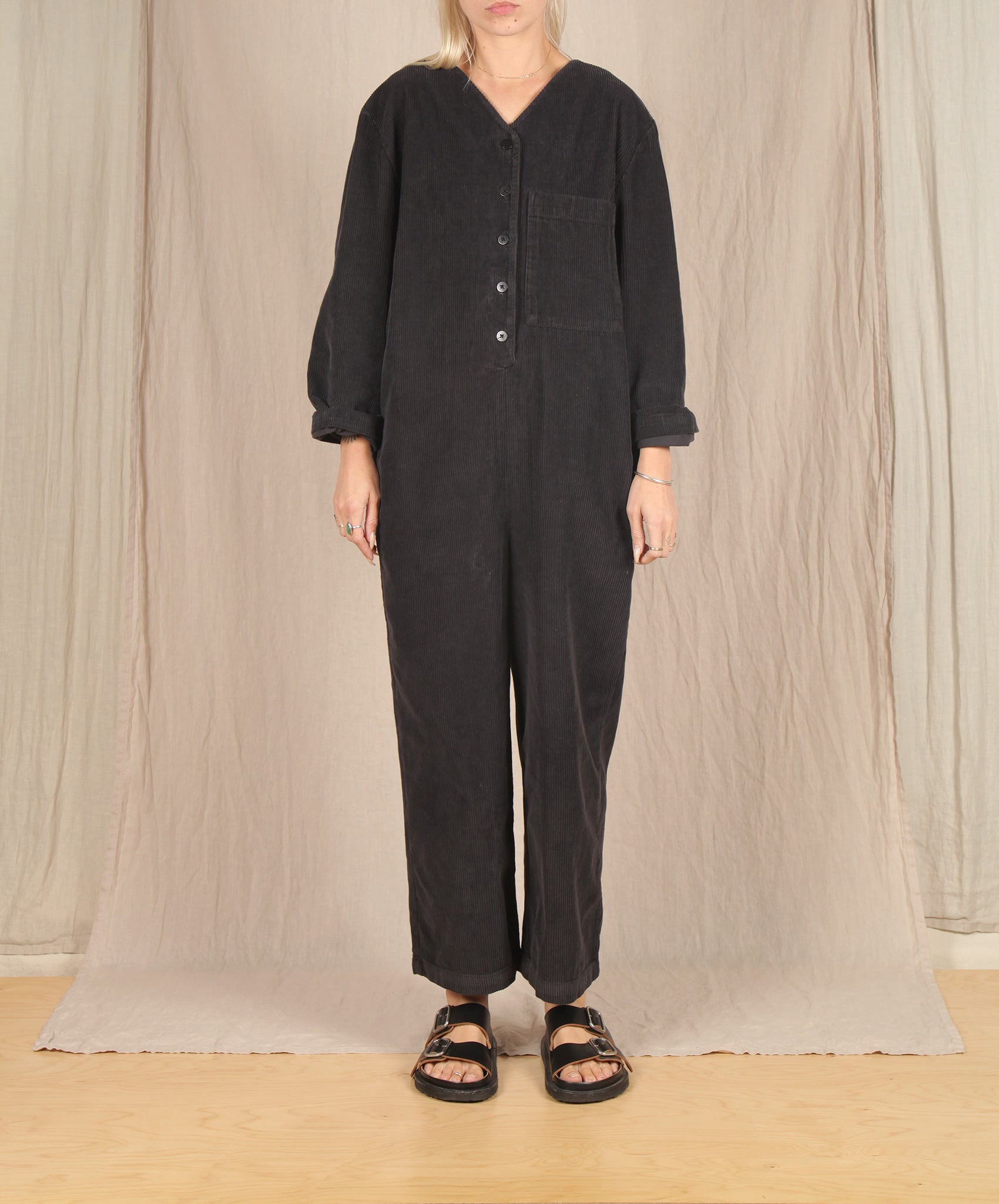Beaumont Organic-Portia Cord Jumpsuit // Charcoal