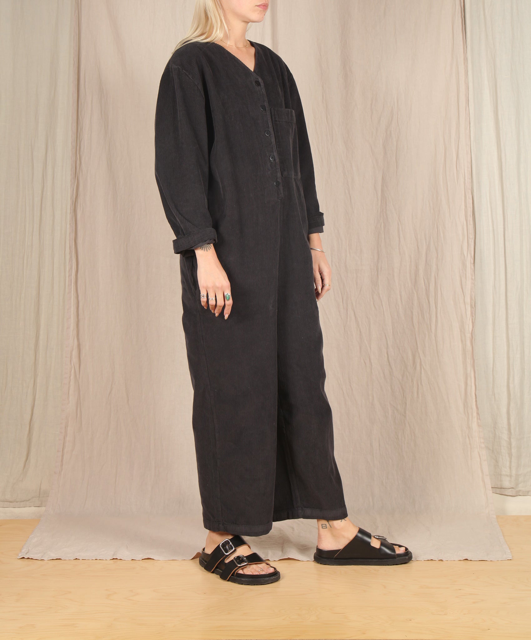 Beaumont Organic-Portia Cord Jumpsuit // Charcoal