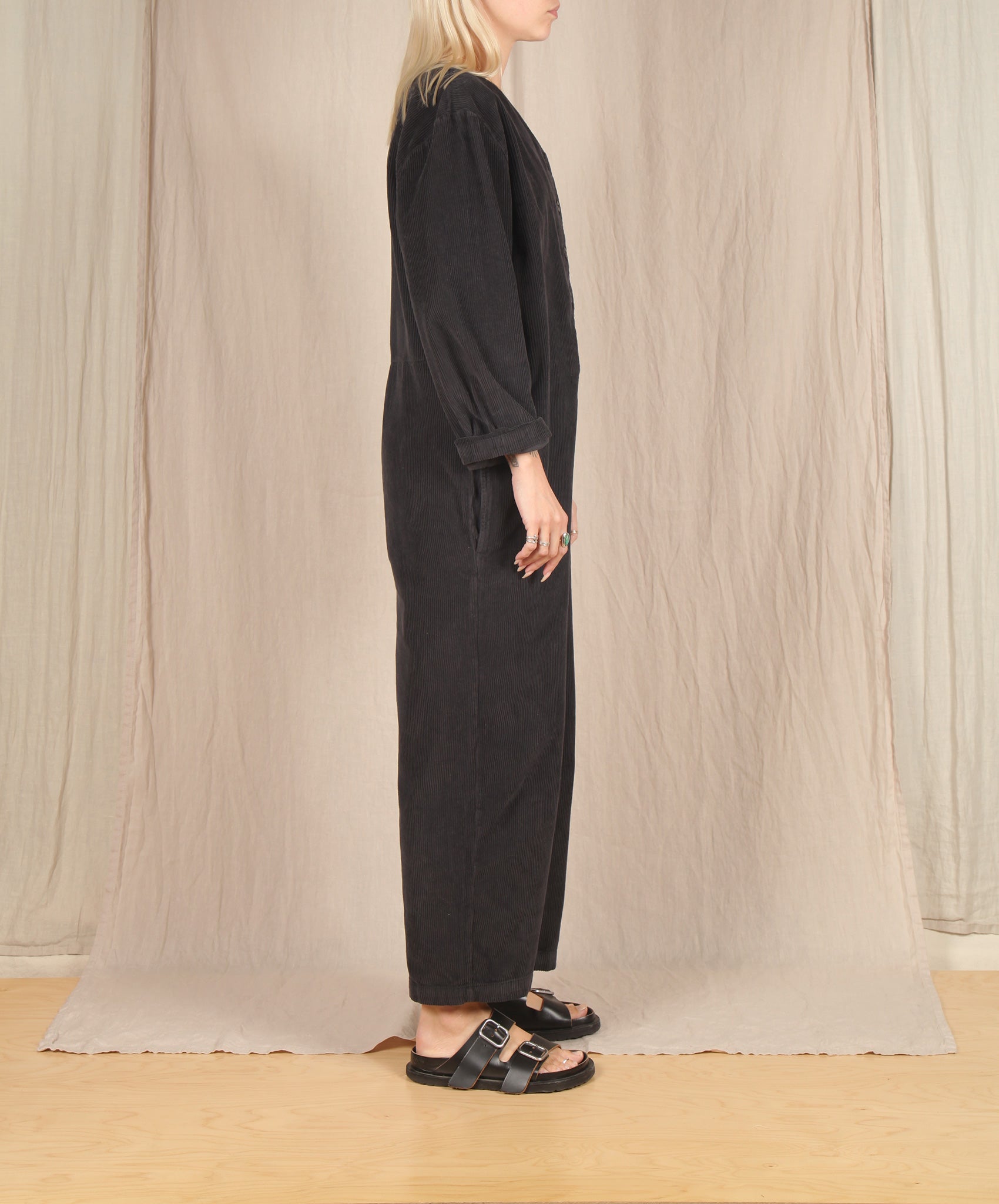 Beaumont Organic-Portia Cord Jumpsuit // Charcoal