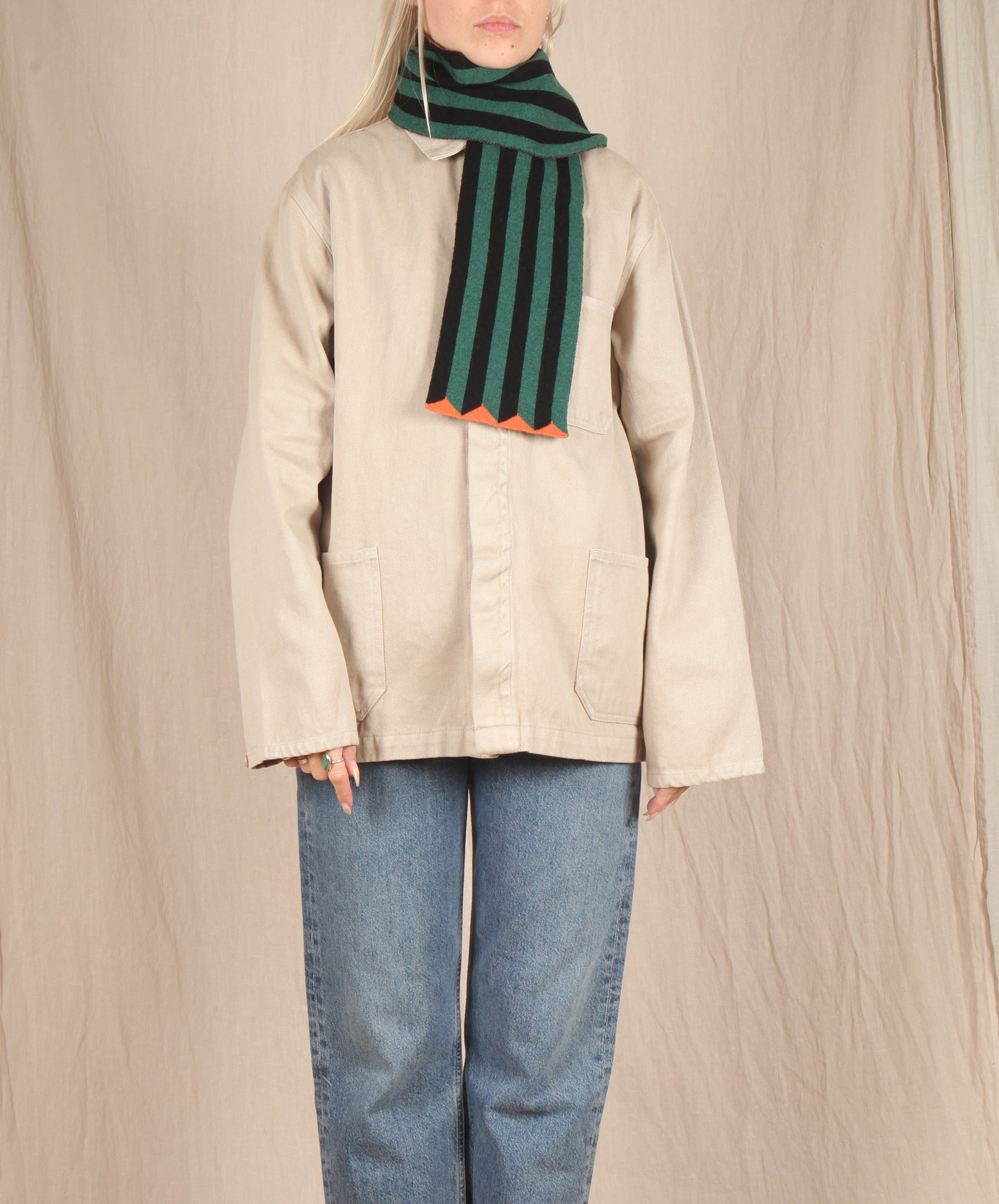 Jo Gordon-Small Vertical Stripe Scarf // Black + Cossack