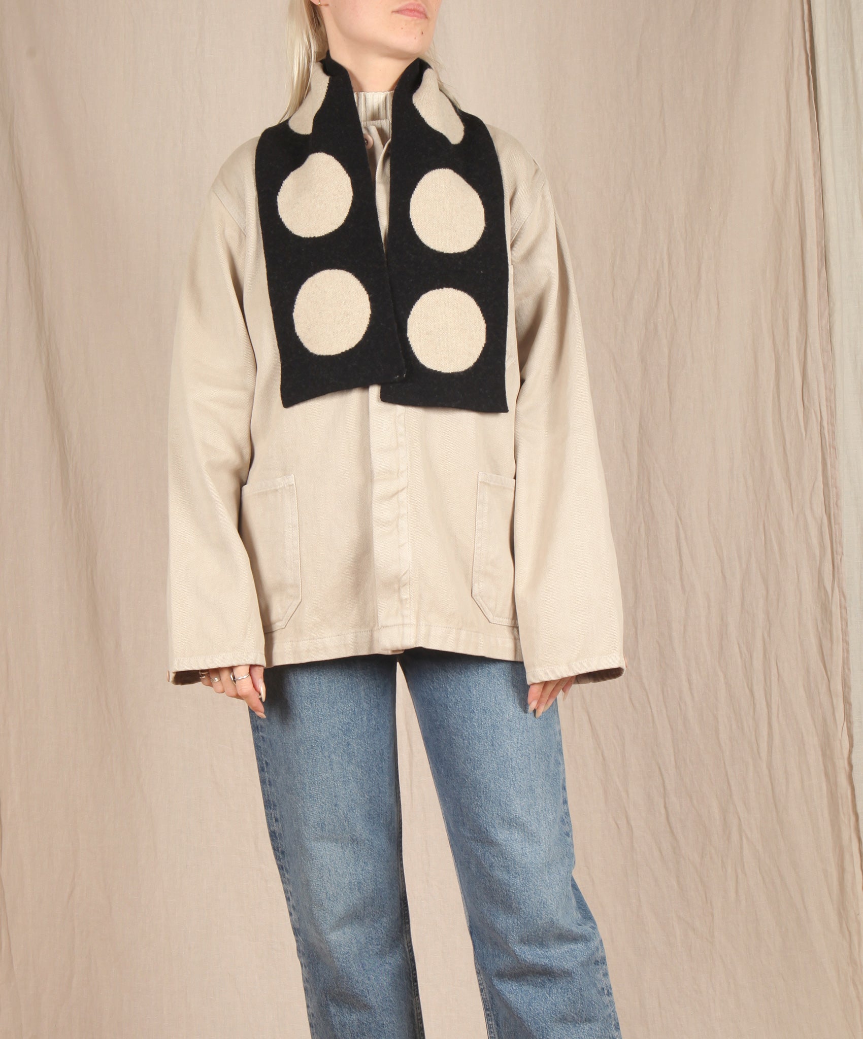 Jo Gordon-Small Spot Scarf // Black +Oatmeal