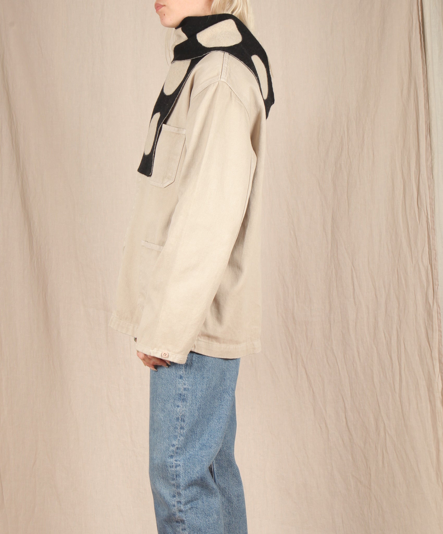 Jo Gordon-Small Spot Scarf // Black +Oatmeal