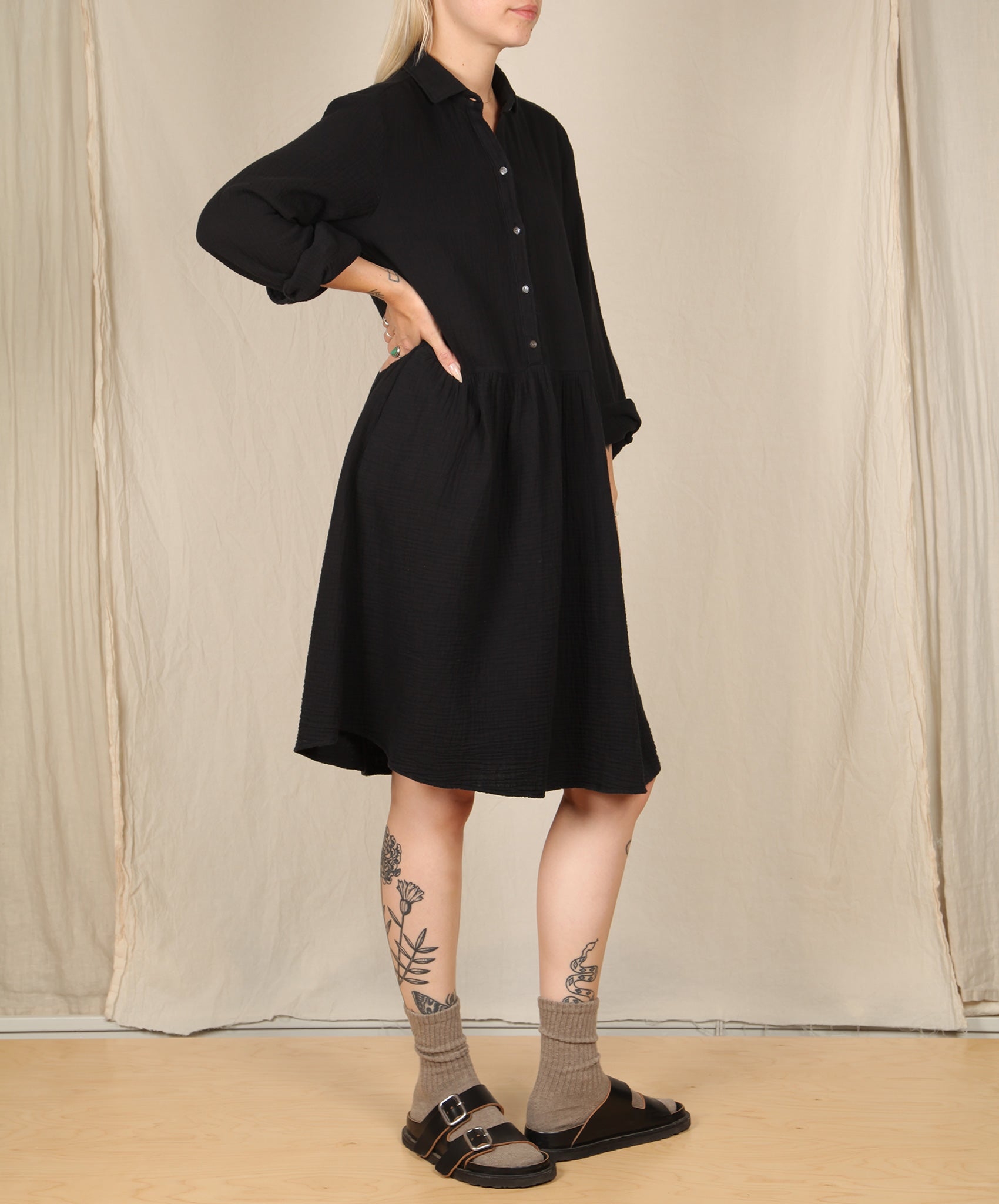 Hartford-Roya Gauze Dress // Black