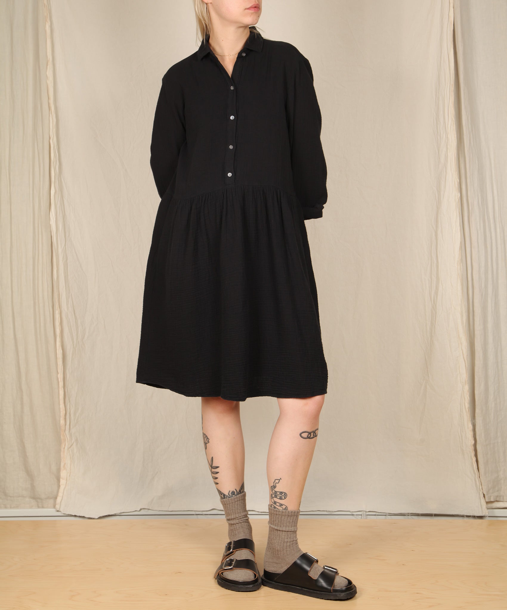 Hartford-Roya Gauze Dress // Black
