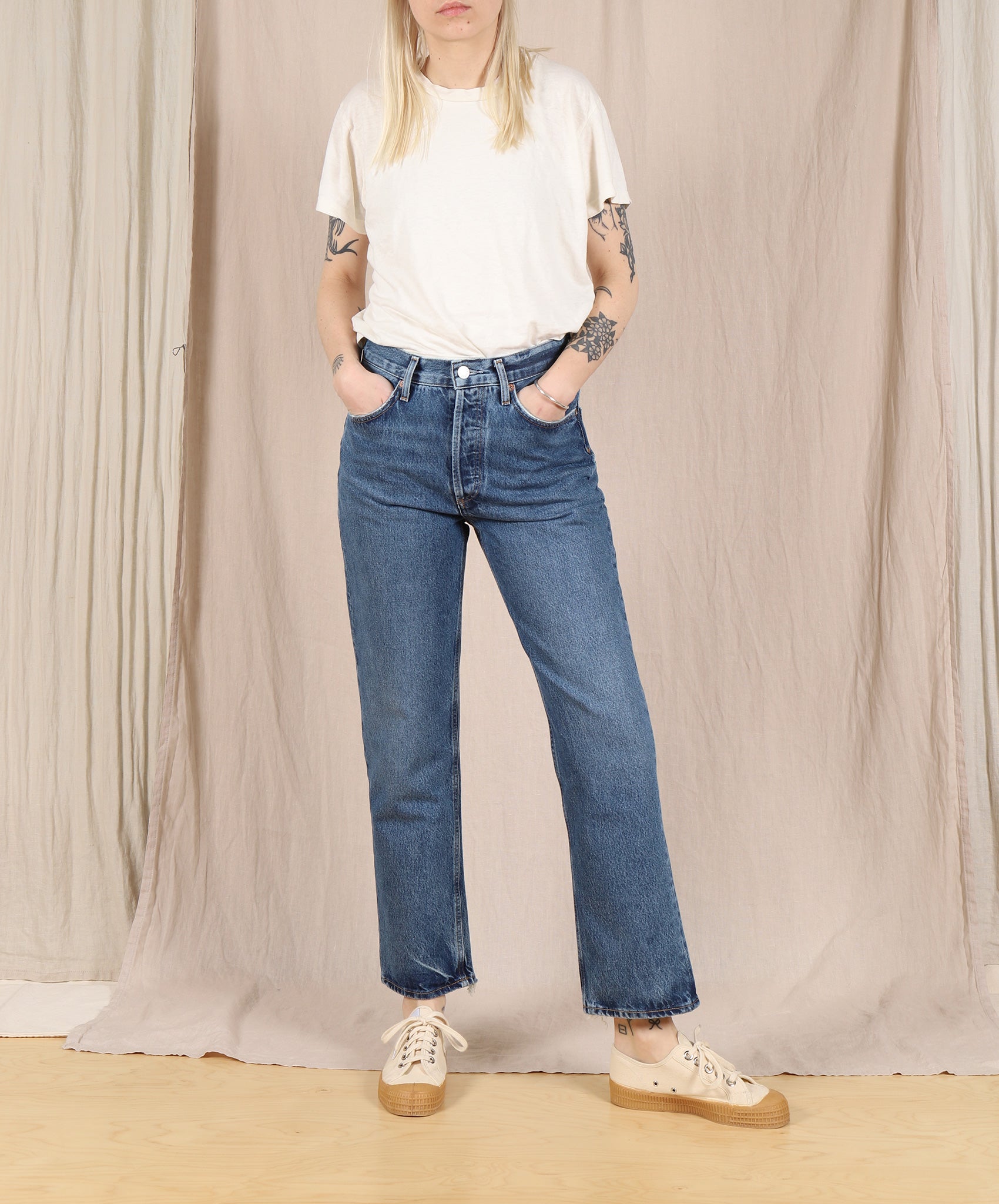 AGOLDE-Lana Crop Mid-Rise Straight // Pattern