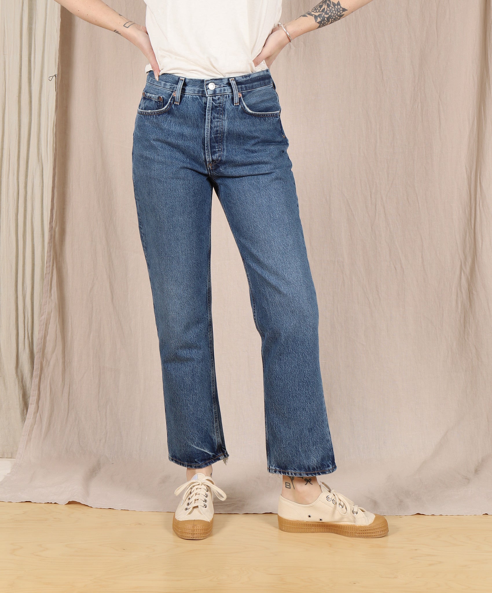 AGOLDE-Lana Crop Mid-Rise Straight // Pattern