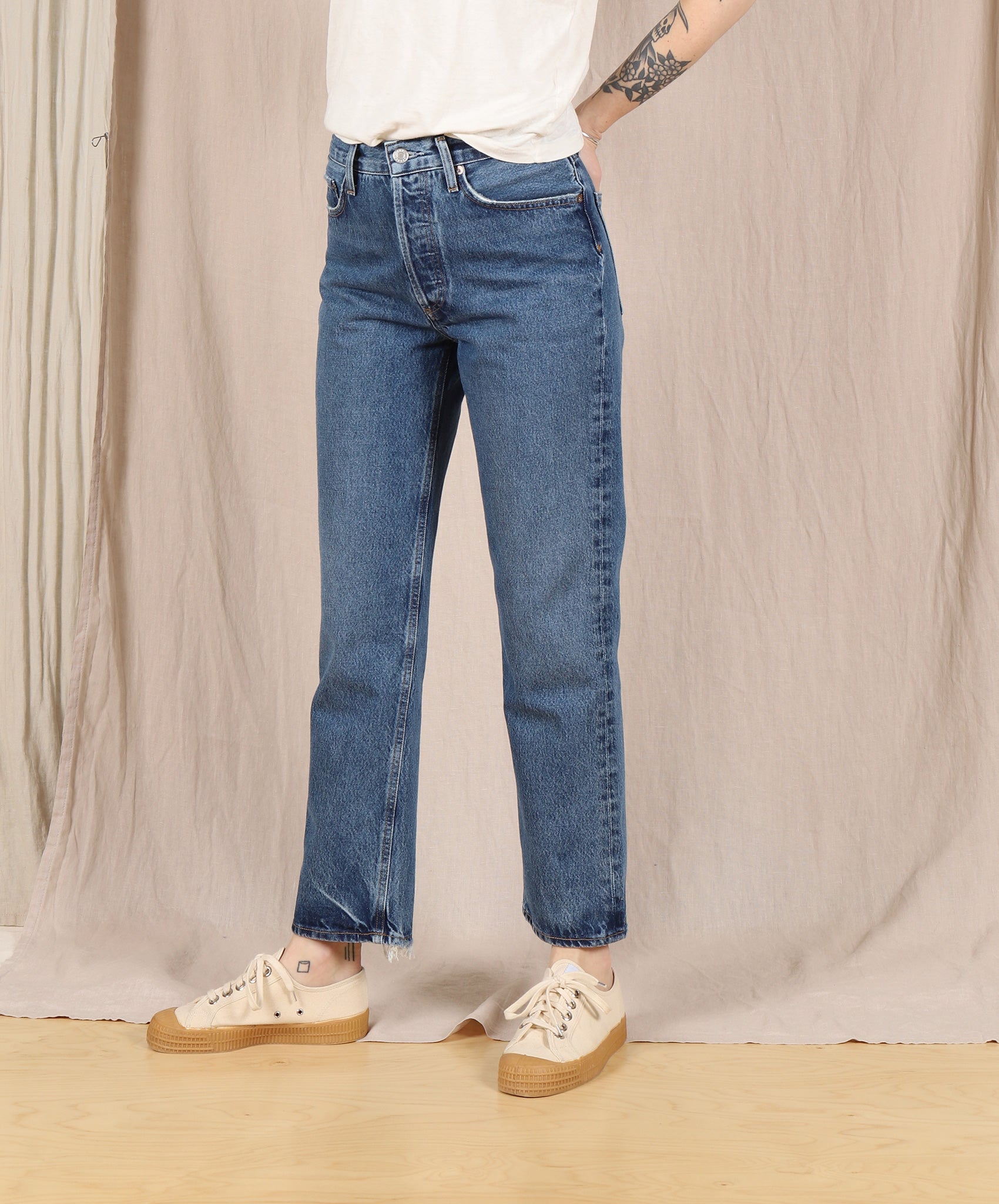 AGOLDE-Lana Crop Mid-Rise Straight // Pattern