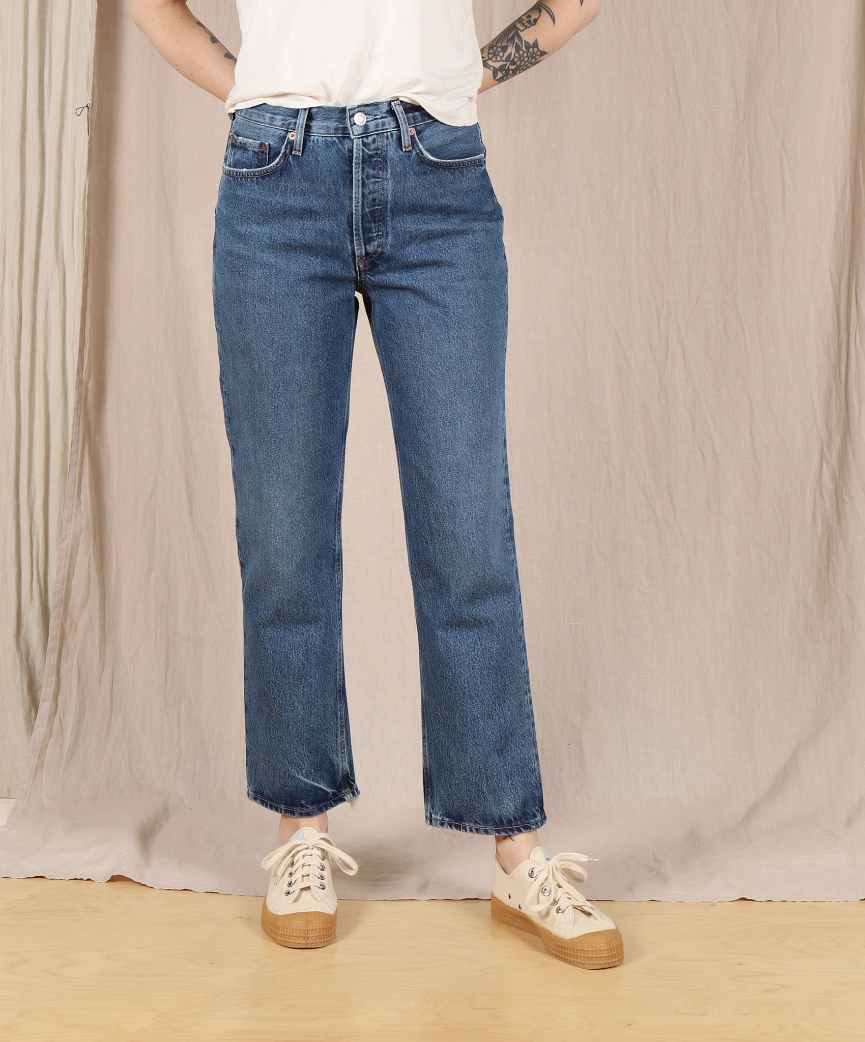 AGOLDE-Lana Crop Mid-Rise Straight // Pattern
