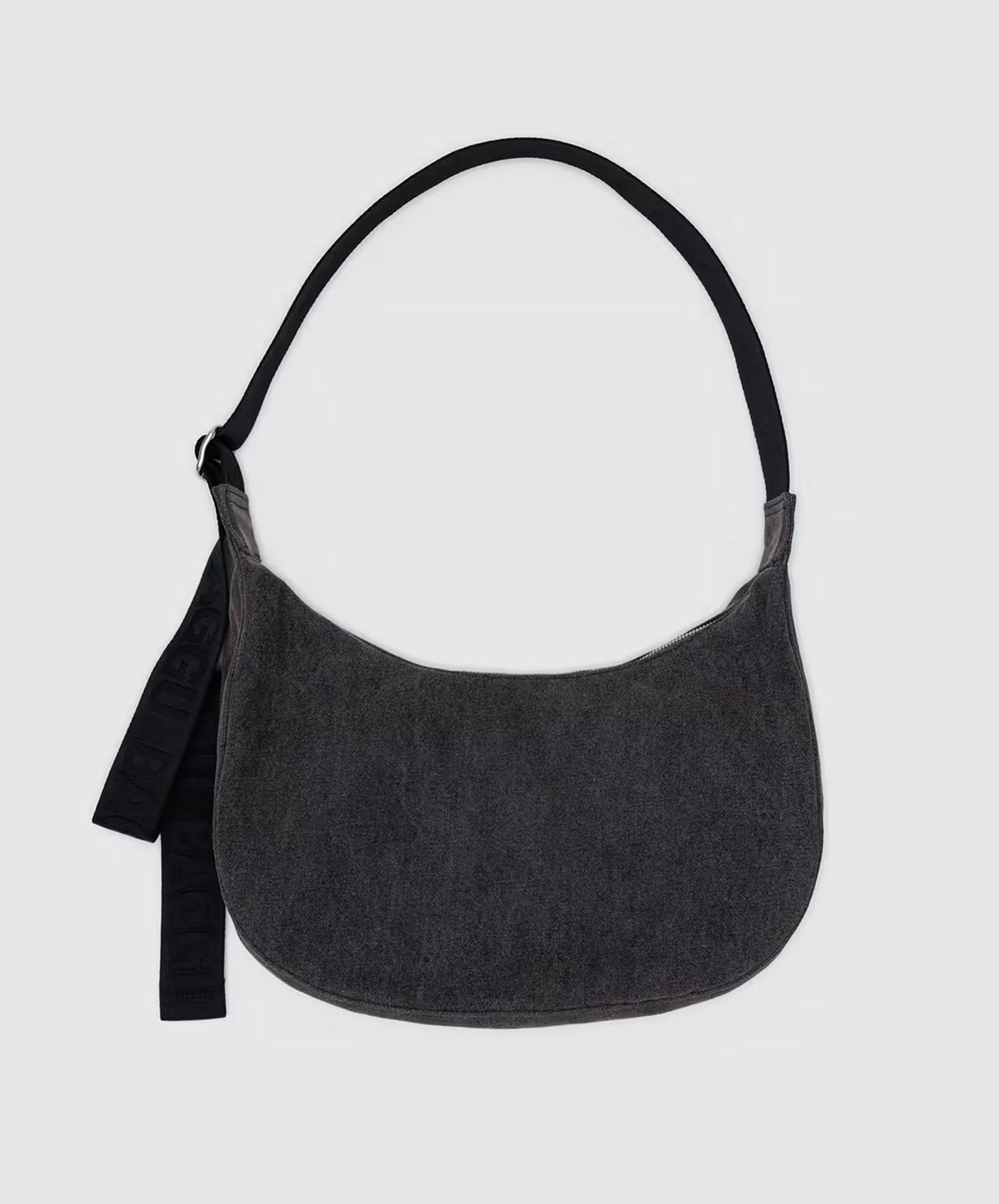 Baggu-Medium Denim Crescent Bag // Washed Black