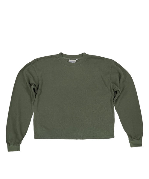 Jungmaven-Cropped Long Sleeve Tee // Olive Green