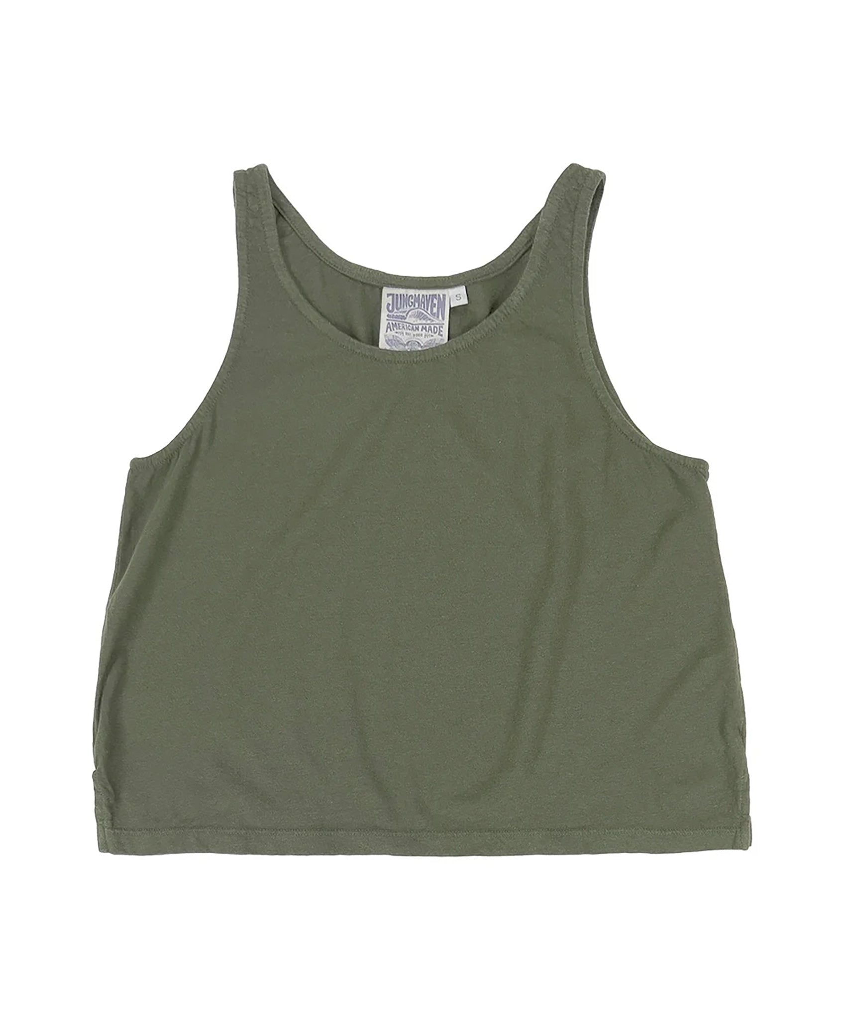 Jungmaven-Cropped Tank // Olive Green