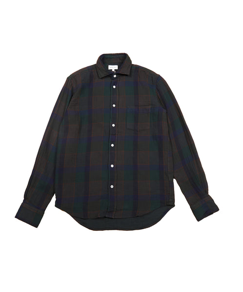 Hartford-Double Face Flannel Button down // Green