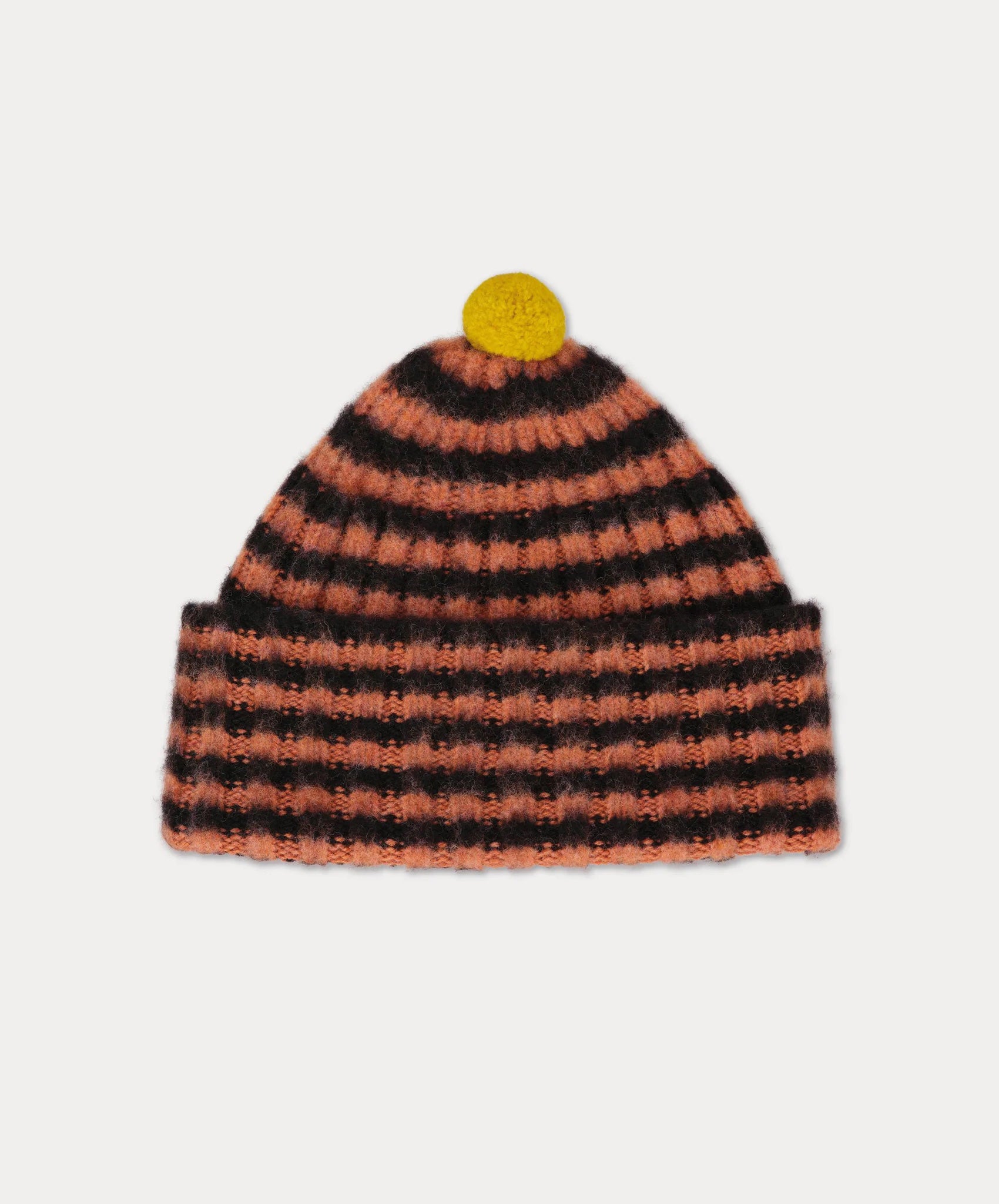 Jo Gordon-Brushed Ribbed Striped Hat // Black+Iron Oxide