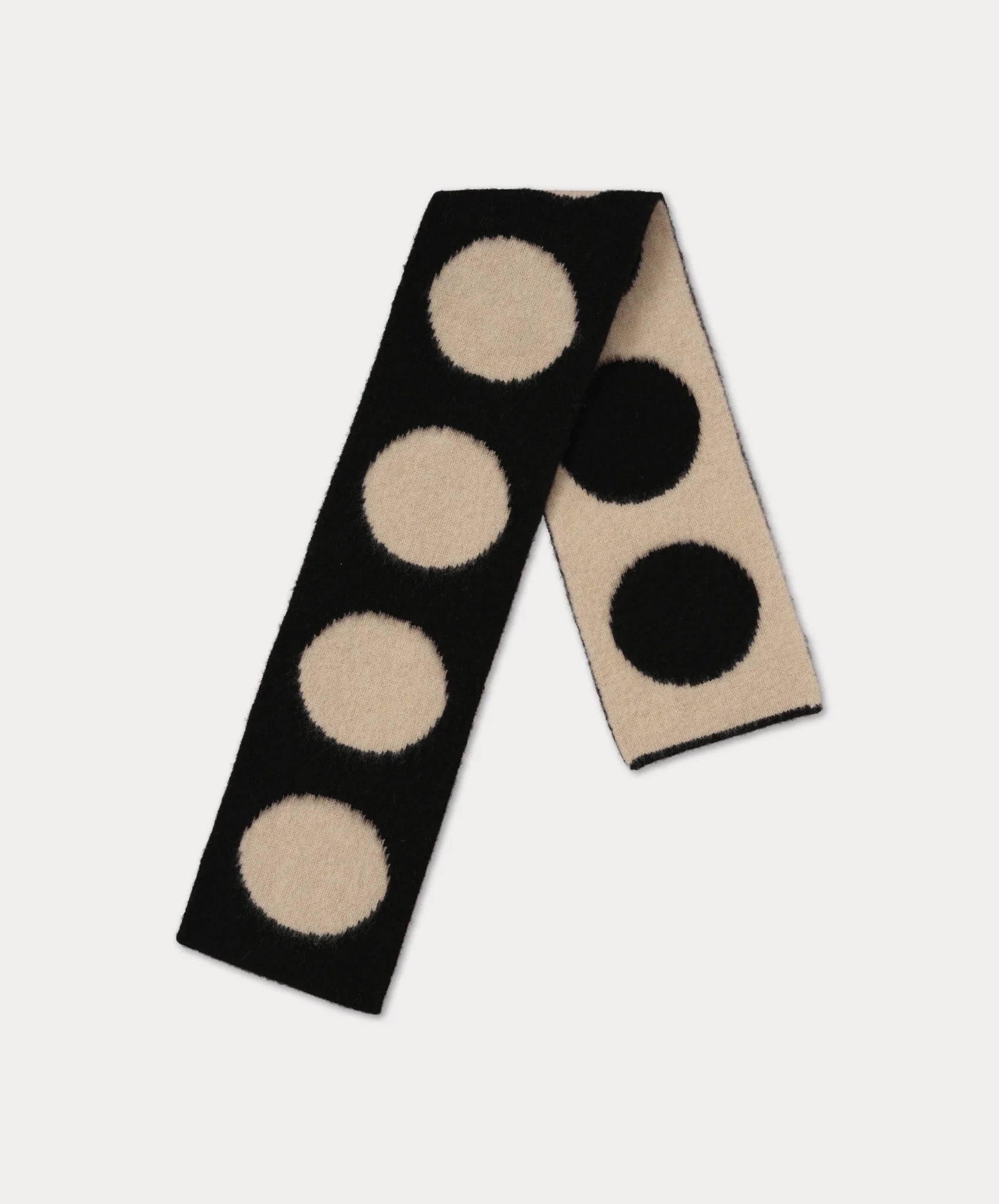 Jo Gordon-Small Brushed Spot Scarf // Black+Oatmeal