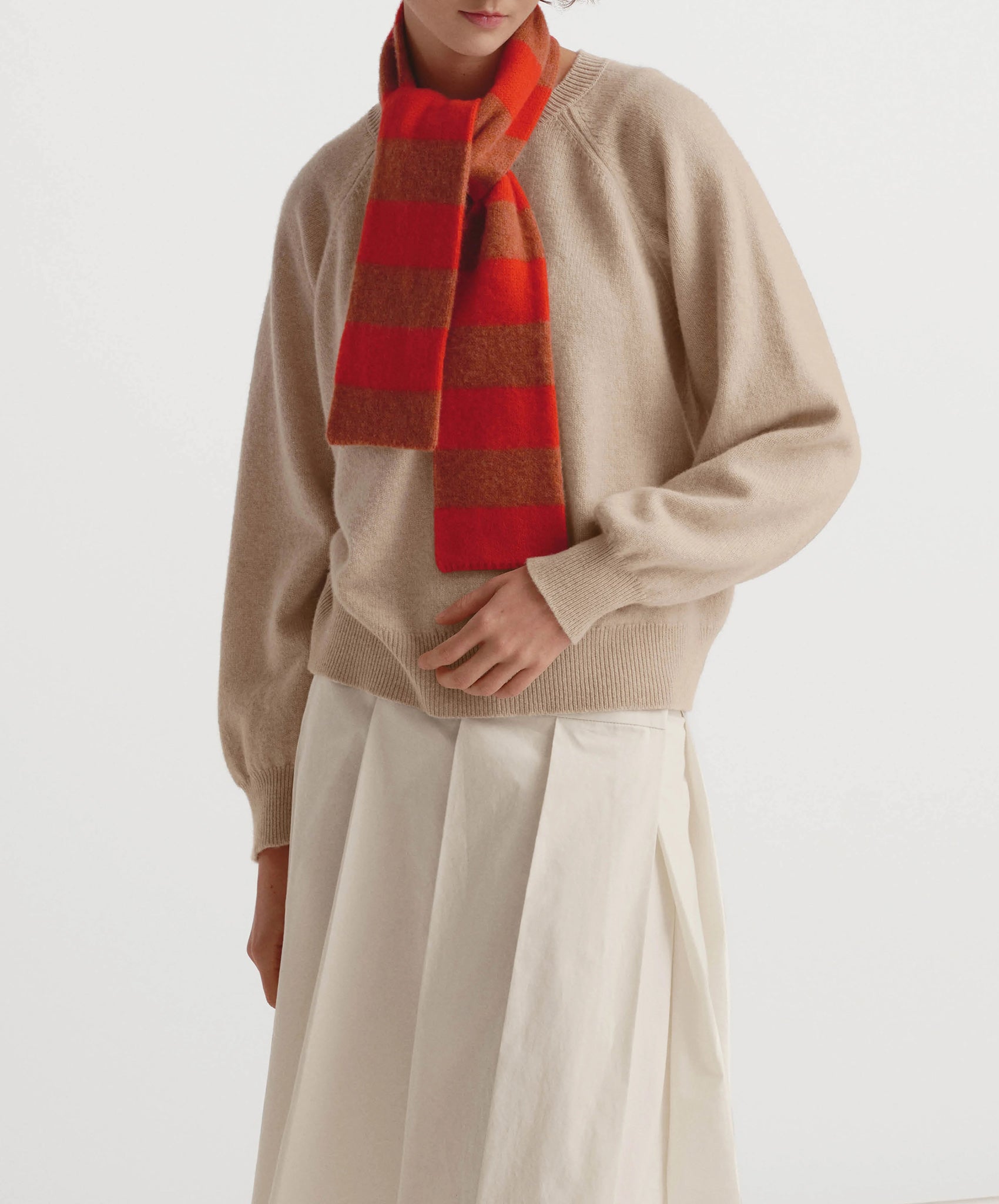Jo Gordon-Small Brushed Stripe Scarf // Poppy+Iron Oxide