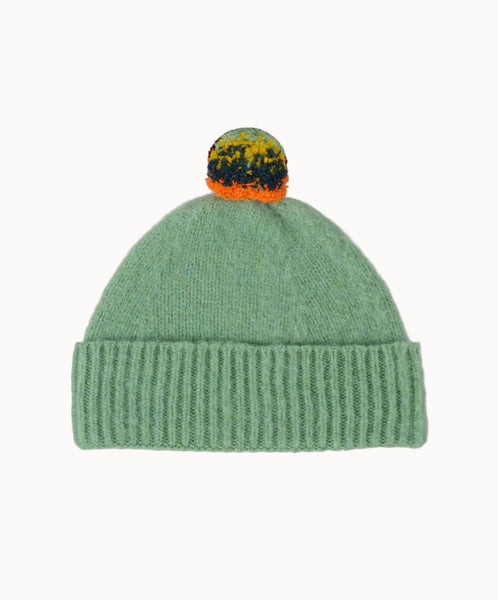 Jo Gordon-Brushed Plain Hat w/pompom // Sage