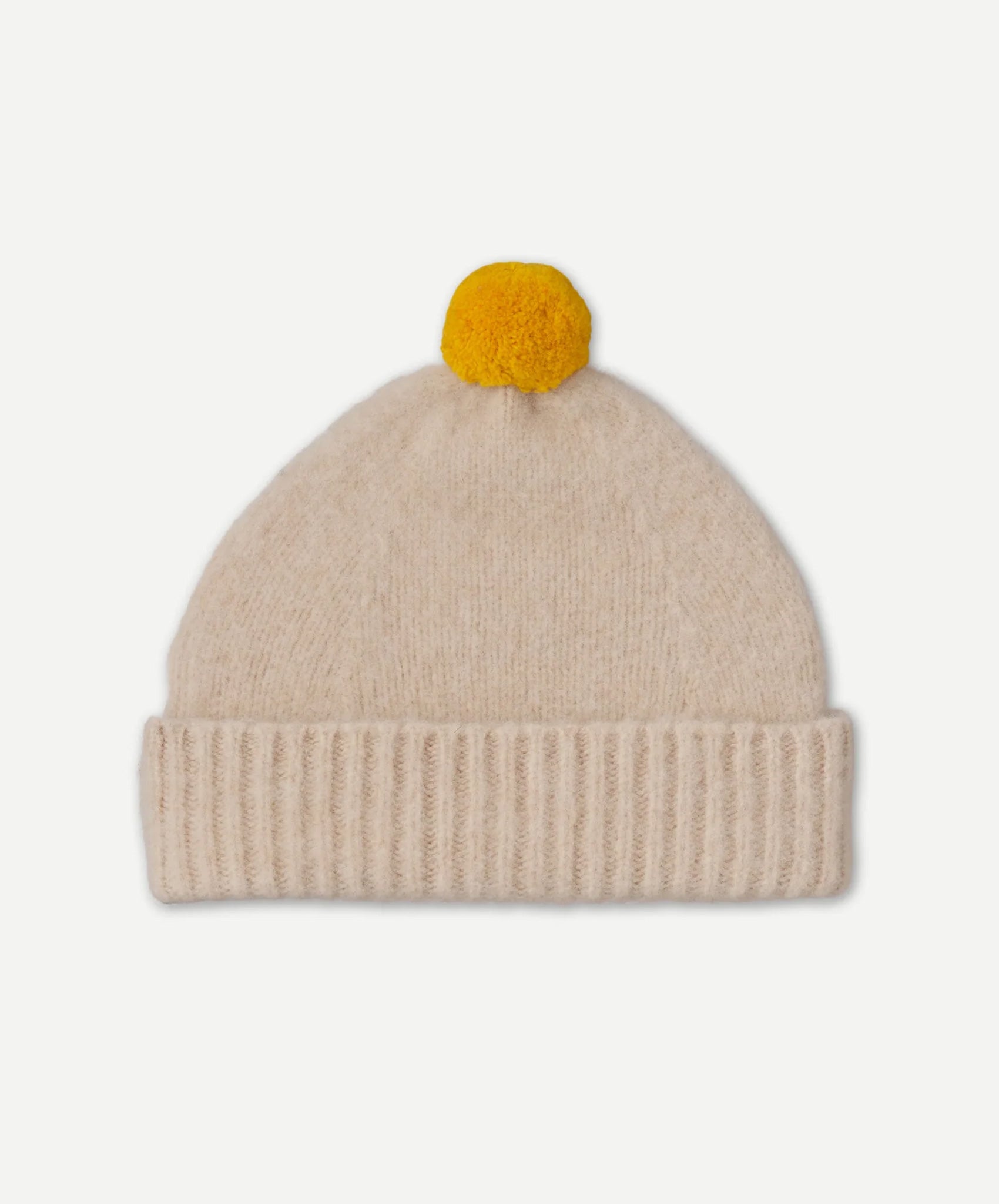 Jo Gordon-Brushed Plain Hat Contrast pompom // Oatmeal & Golden Eye