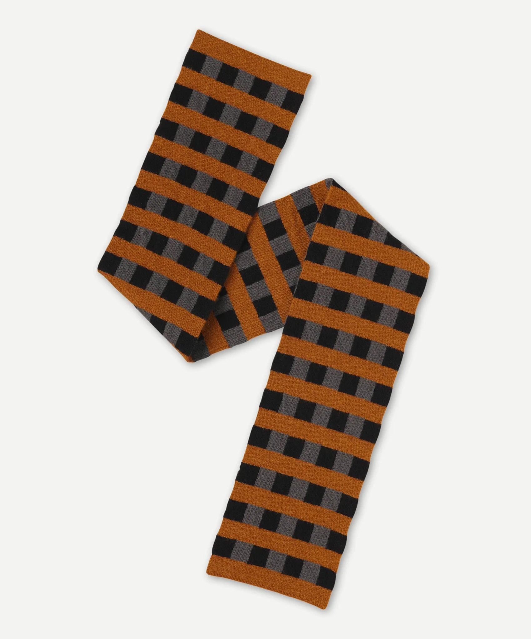 Jo Gordon-Small Check + Stripe Scarf// Black + Drill