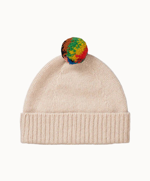 Jo Gordon-Brushed Plain Hat w/pompom // Oatmeal