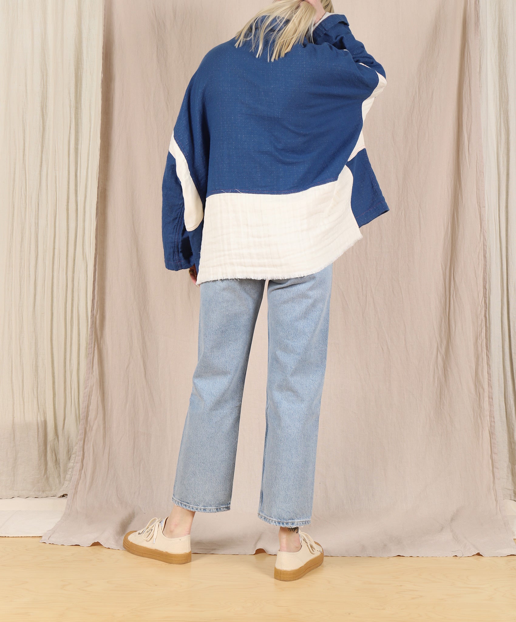 Atelier Delphine-Kimono 5 Layer Gauze // Blue + Cream