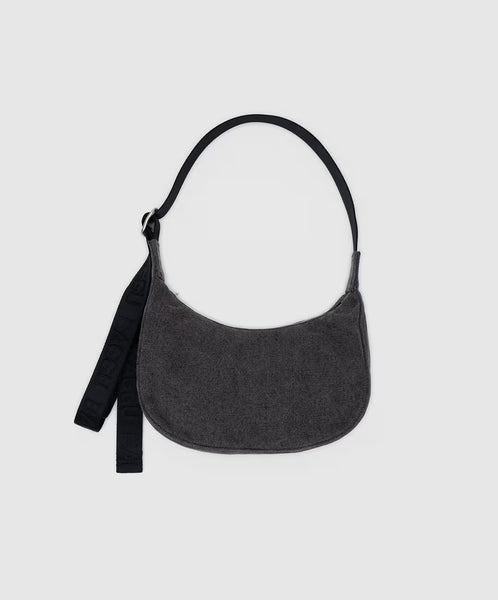 Baggu-Small Denim Crescent Bag // Washed Black