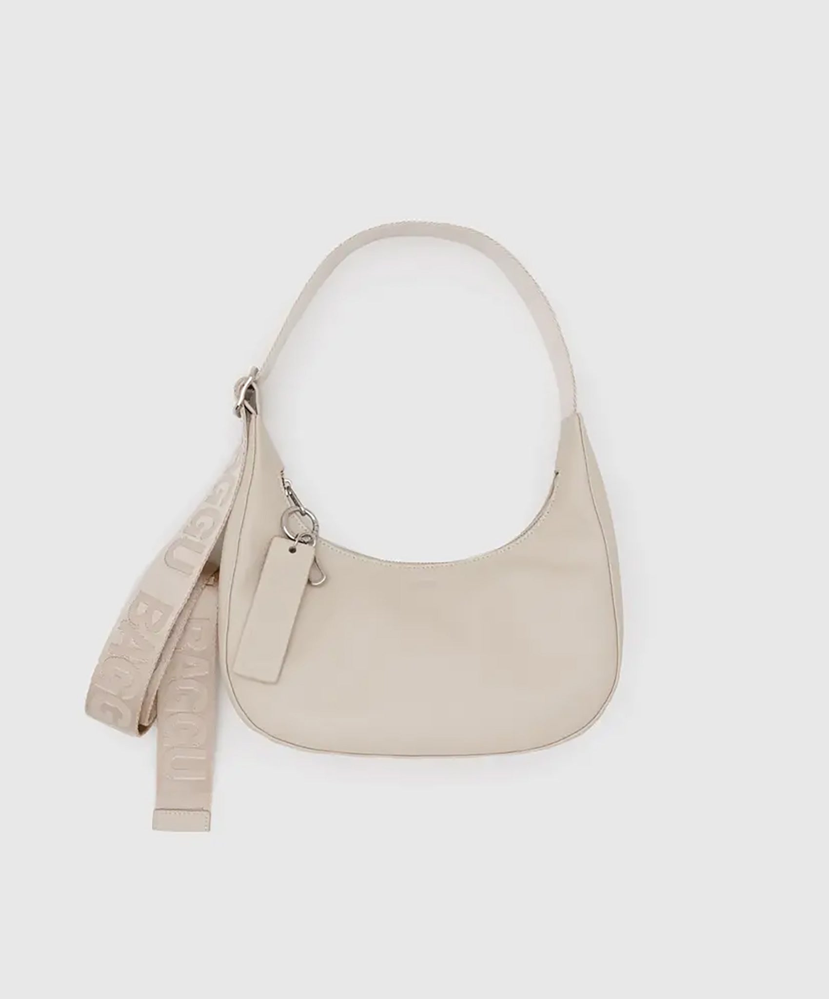 Baggu-Small Recycled Leather Crescent Bag // Stone