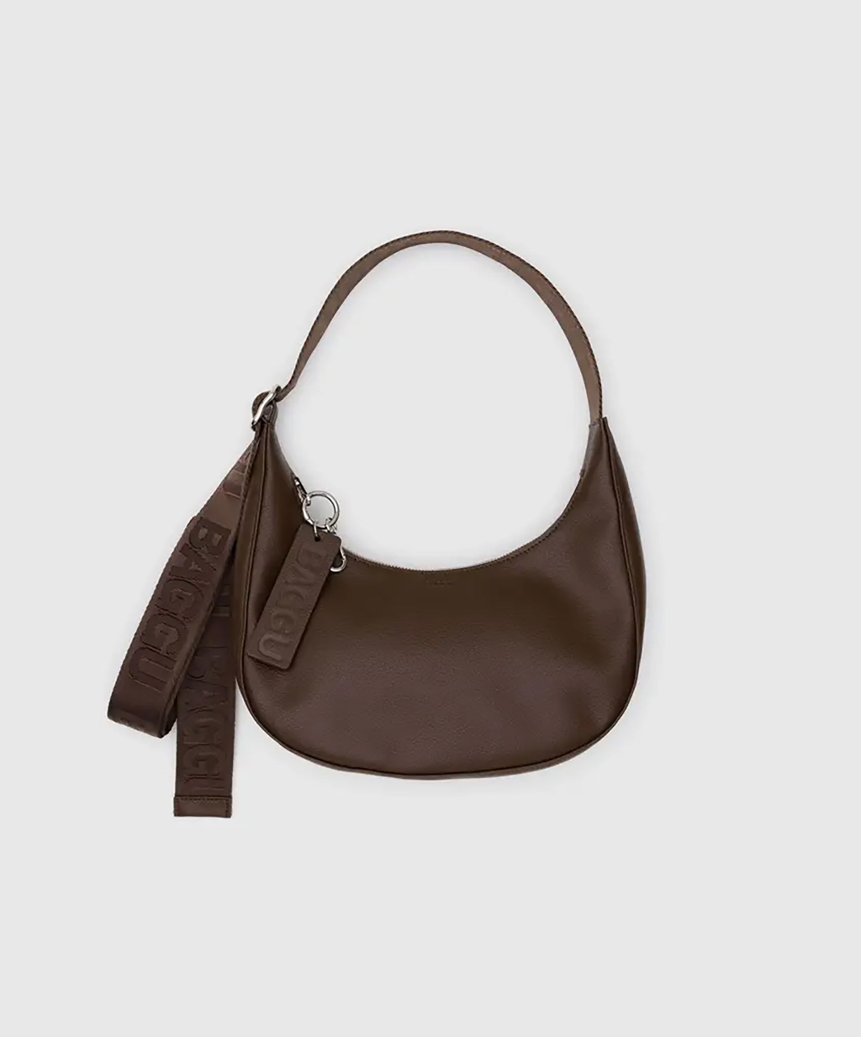 Baggu-Small Recycled Leather Crescent Bag // Brown