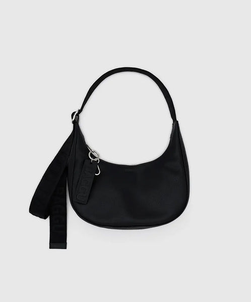 Baggu-Small Recycled Leather Crescent Bag // Black