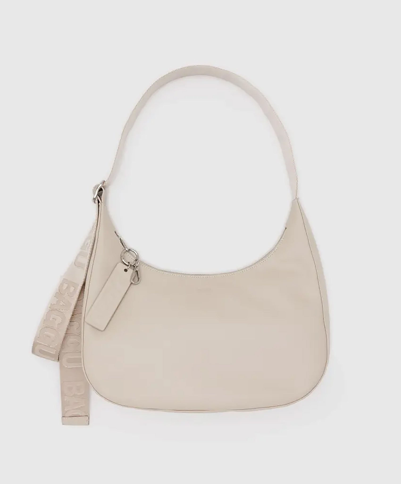 Baggu-Medium Recycled Leather Crescent Bag // Stone