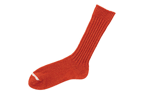 Nishiguchi-Wool Ribbed Sock // Shrine Red