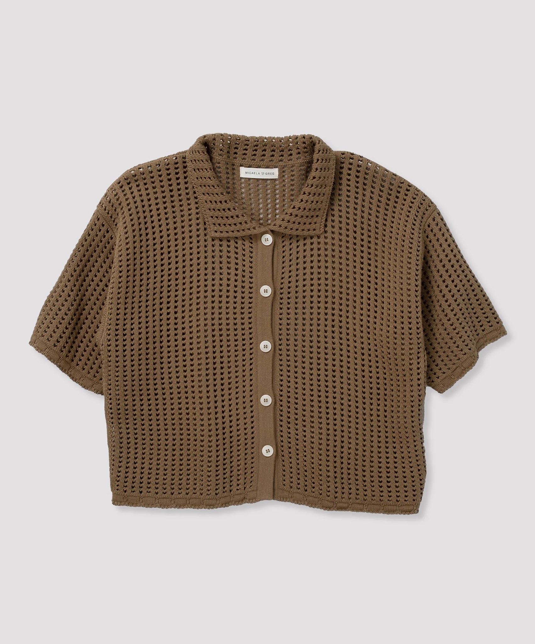 Micaela Greg-Open Knit Polo