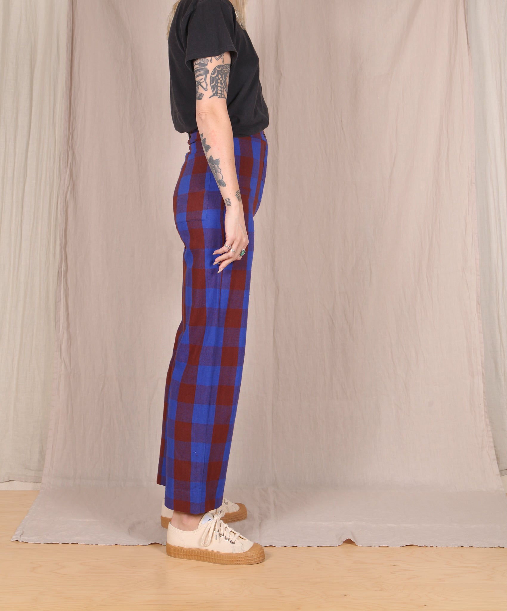 Ali Golden-Silk Fly Front Pant // Plaid