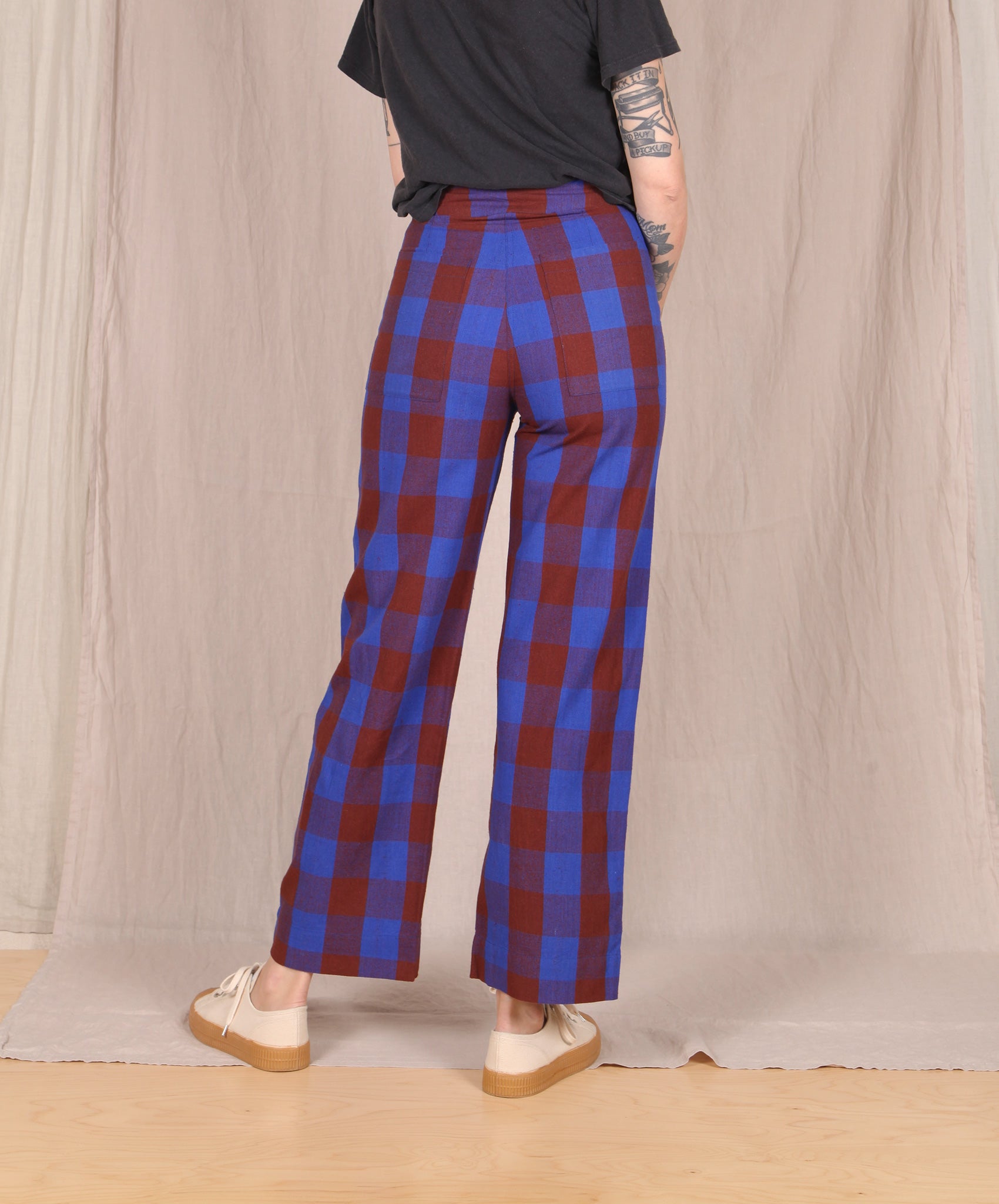 Ali Golden-Silk Fly Front Pant // Plaid